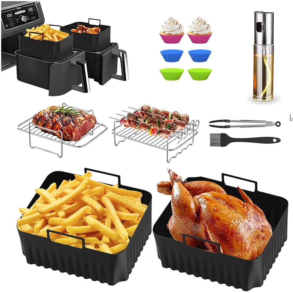 TUWENA Dampfgaraufsatz Heißluftfritteuse Zubehör, Air Fryer Accessories, BPA-Frei, für Ninja Foodi Max Dual Zone AF400EU/AF300EU,7,6L-9.5L