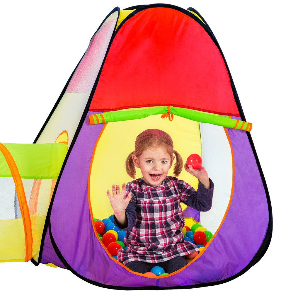 tectake Spielzelt Kinderzelt Pyramide mit Tunnel, 200 Bällen und Tasche mit günstig online kaufen
