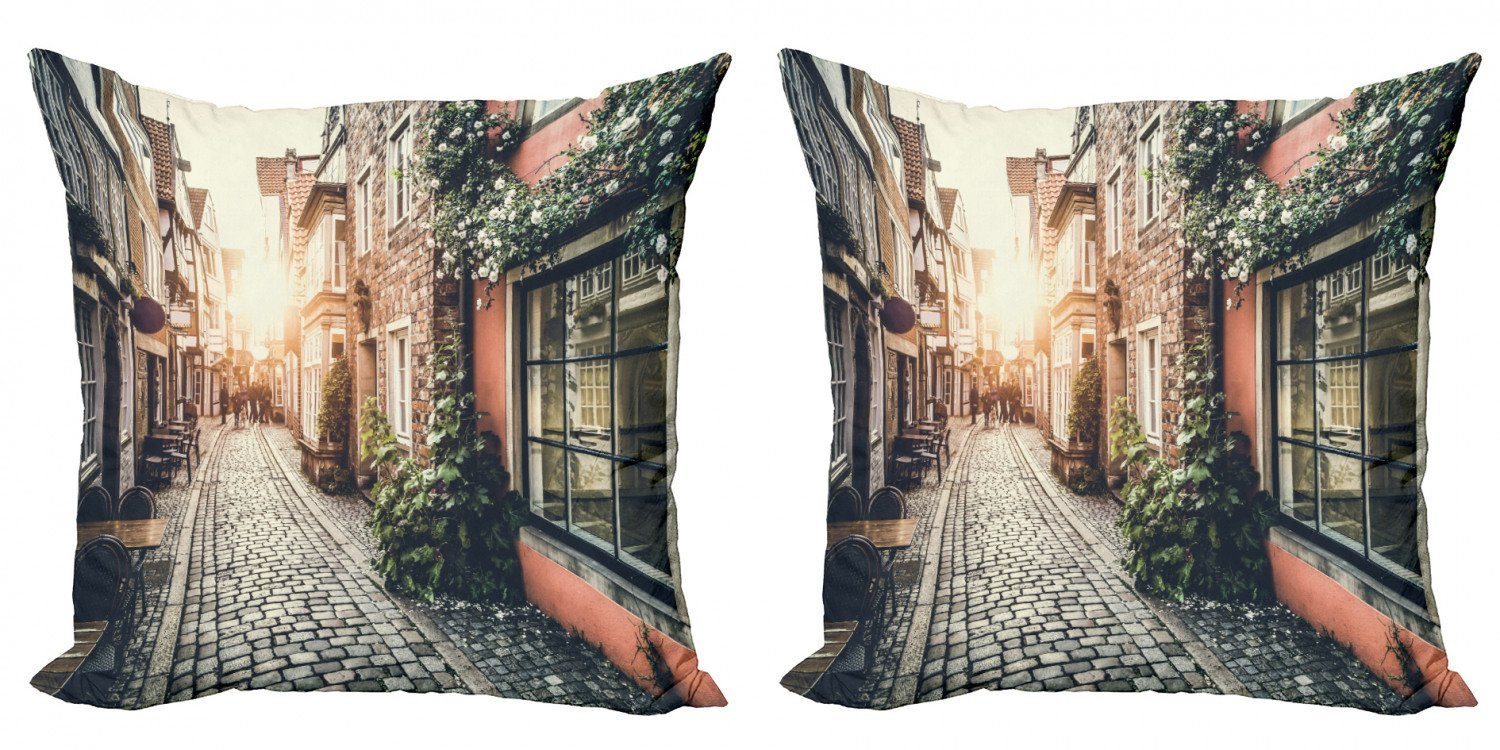 (2 Kissenbezüge Bild Modern Doppelseitiger Altstadt Europa Sonnenuntergang Stück), bei Accent Digitaldruck, Abakuhaus