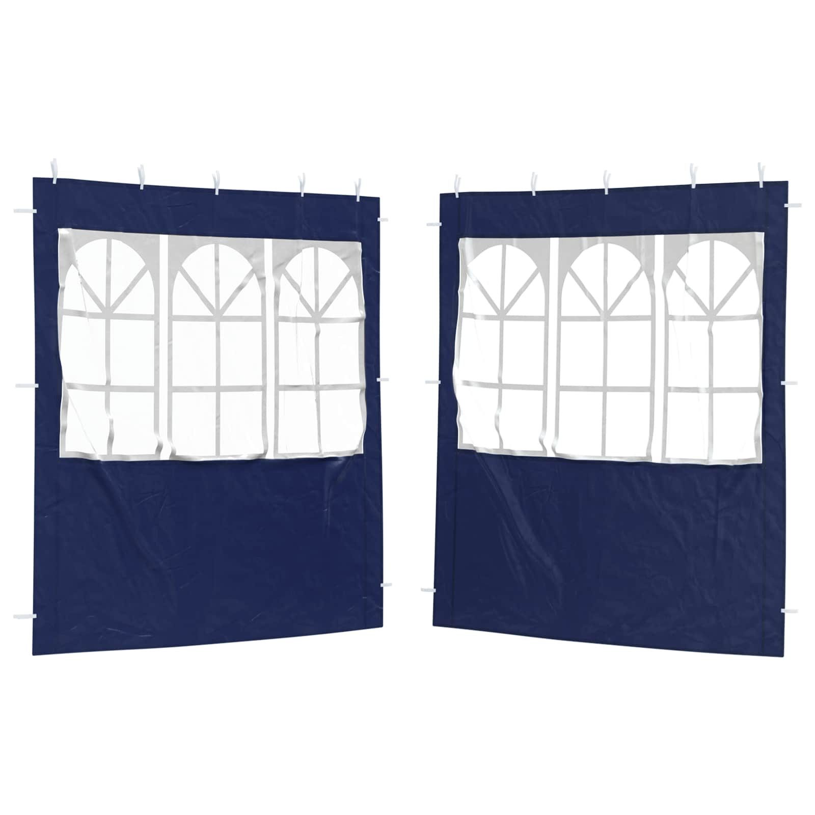vidaXL Partyzelt Partyzelt-Seitenteil 2 Stk. 200 x 195 cm Blau PE und Stahl