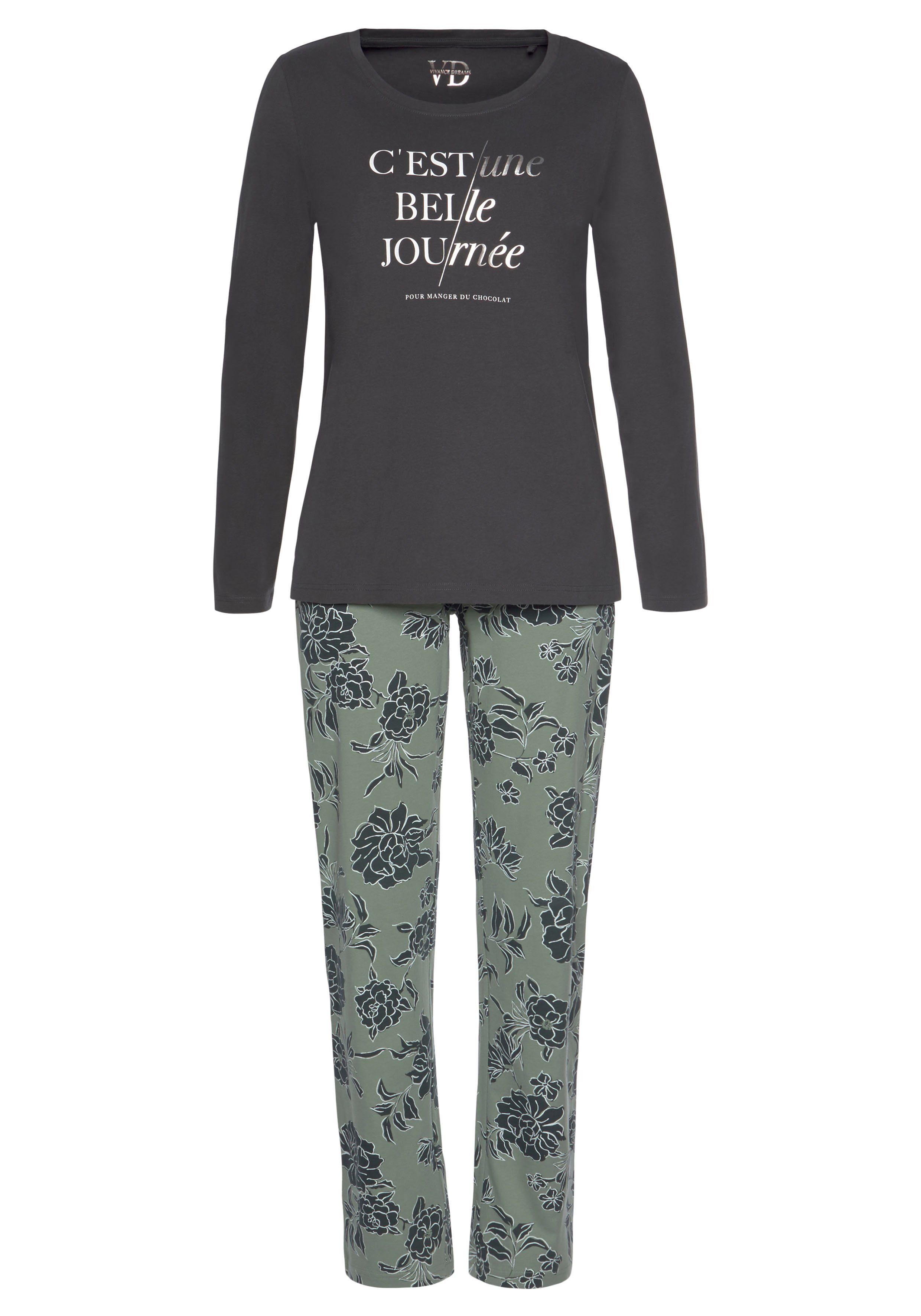 Vivance Dreams Pyjama (2 tlg) mit großem Blumen-Druck günstig online kaufen