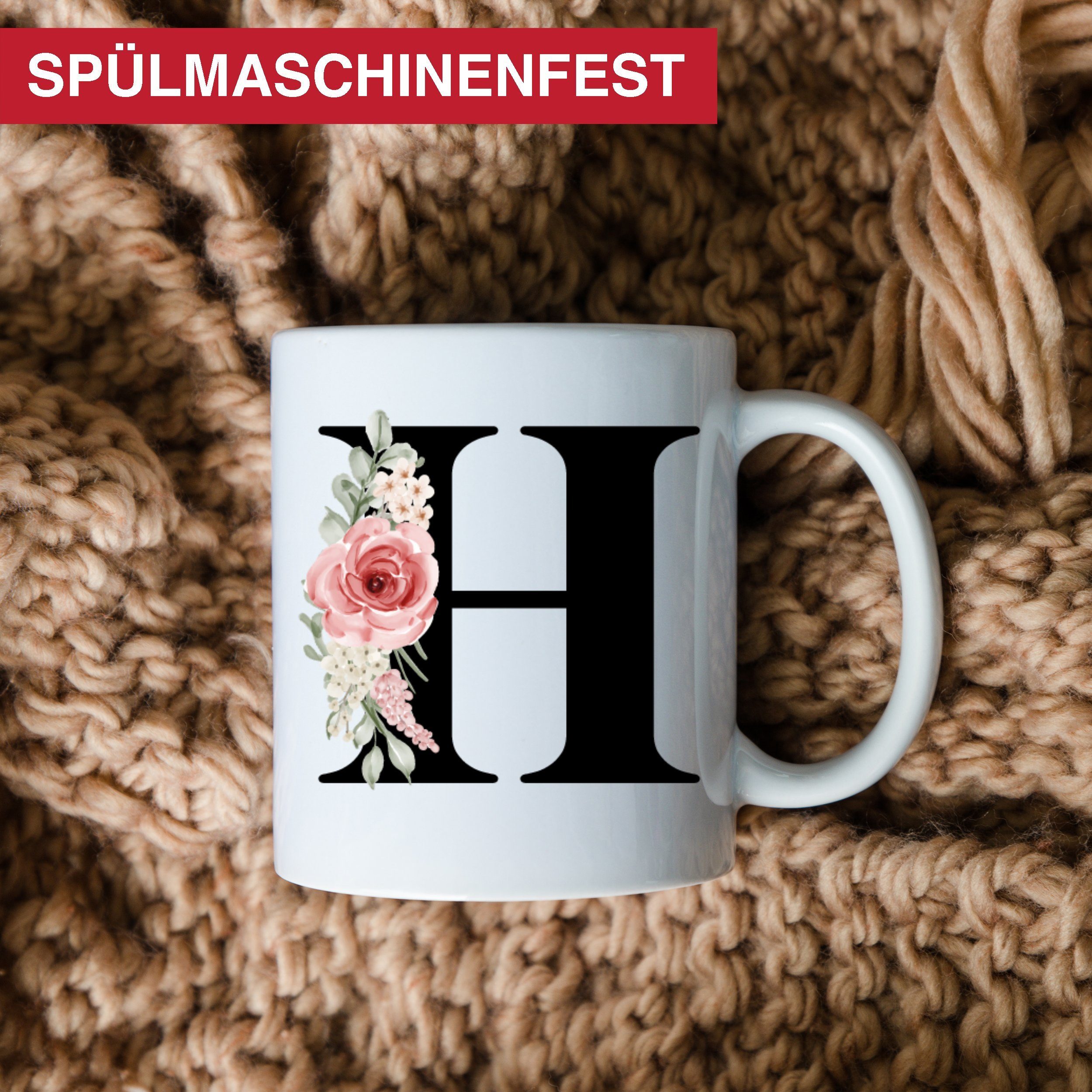 Giftandprint Tasse personalisiert mit Anfangsbuchstabe Monogramm Geburtstag Geschenk Frau, Geschenke für Frauen, Spülmaschinengeeignet, Mit Geschenkbox – Bild 5 von 5