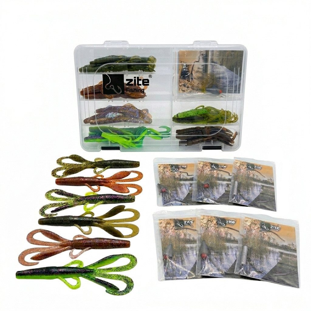 Zite Kunstköder Inzite Braw Starterbox – 30 Gummiköder + 6 Rigs Set Barsch & Zander