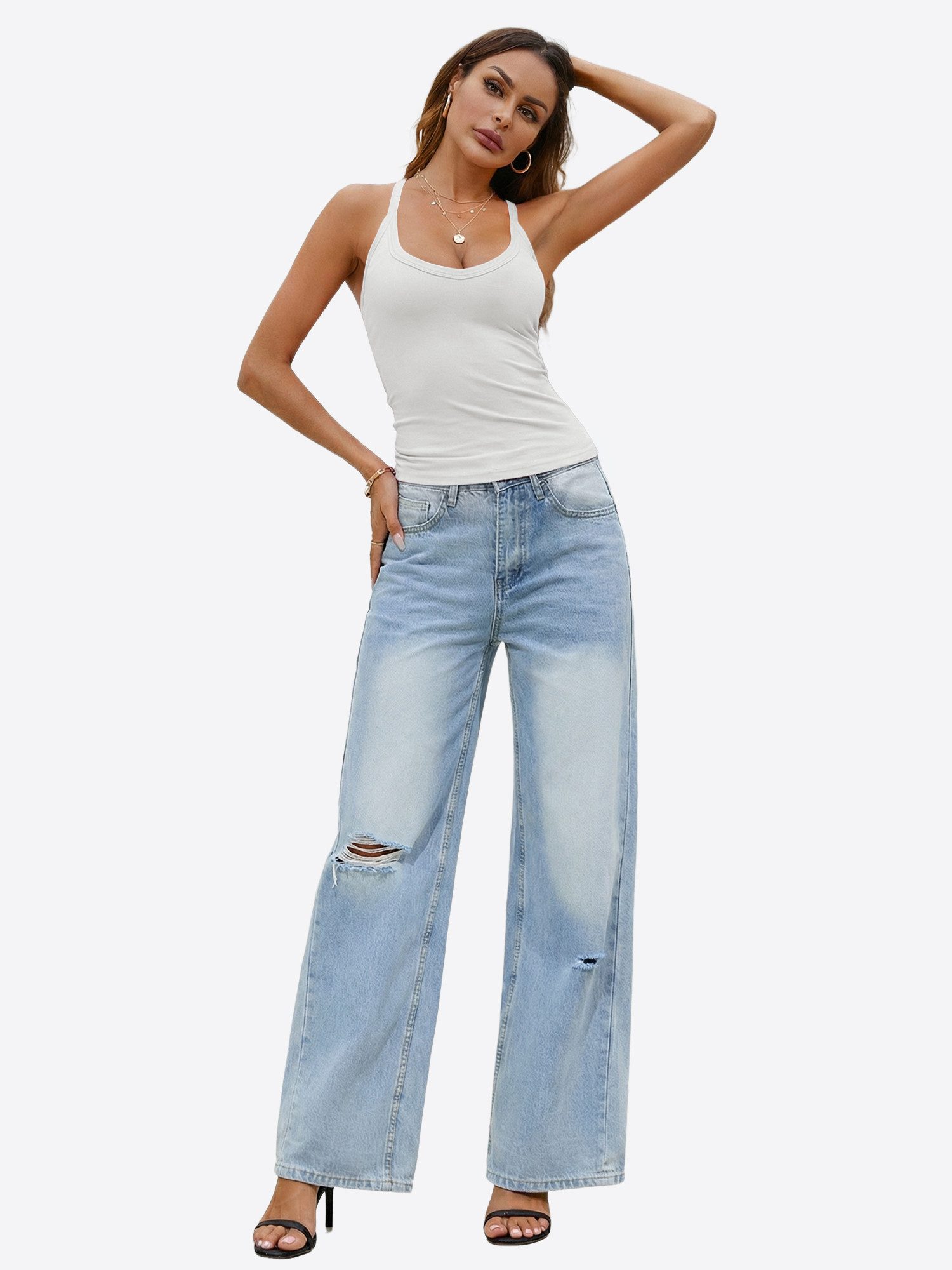 Imily Bela Trägertop Damen Elastisches Yoga Tanktop (Packung, 1-tlg., 1per-Pack) in Unifarbe