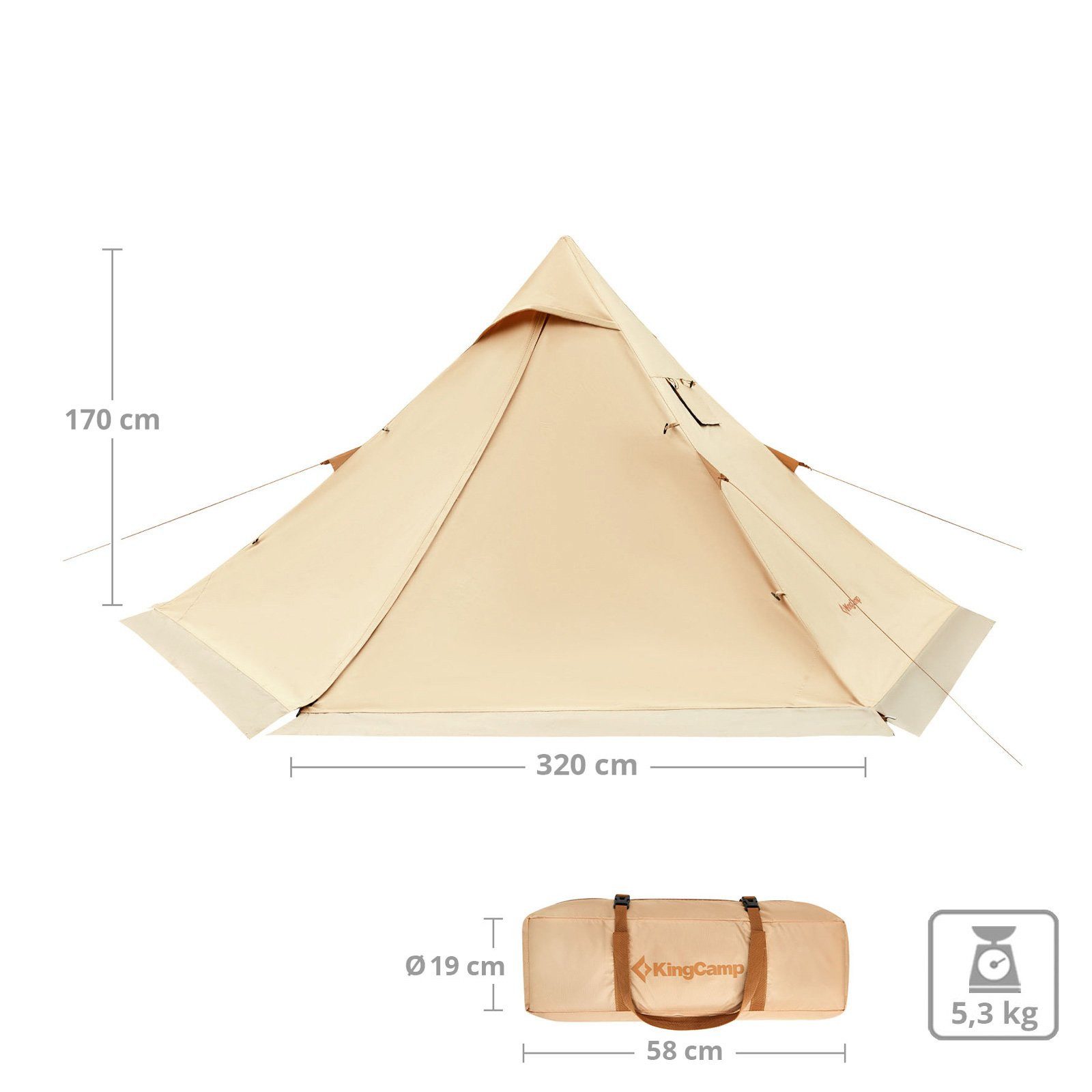 KingCamp Hauszelt Tipi Torino 1-2 Personen Camping Trekking - Haus Z