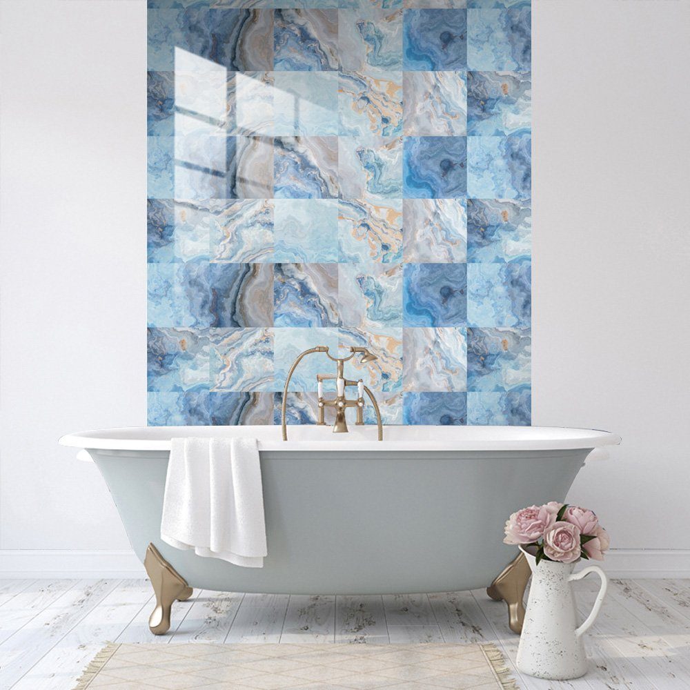 COOL-i ® Fliesenaufkleber, 10 Stück PVC selbstklebende, wasser- und ölabweisend, für Küche, Bad