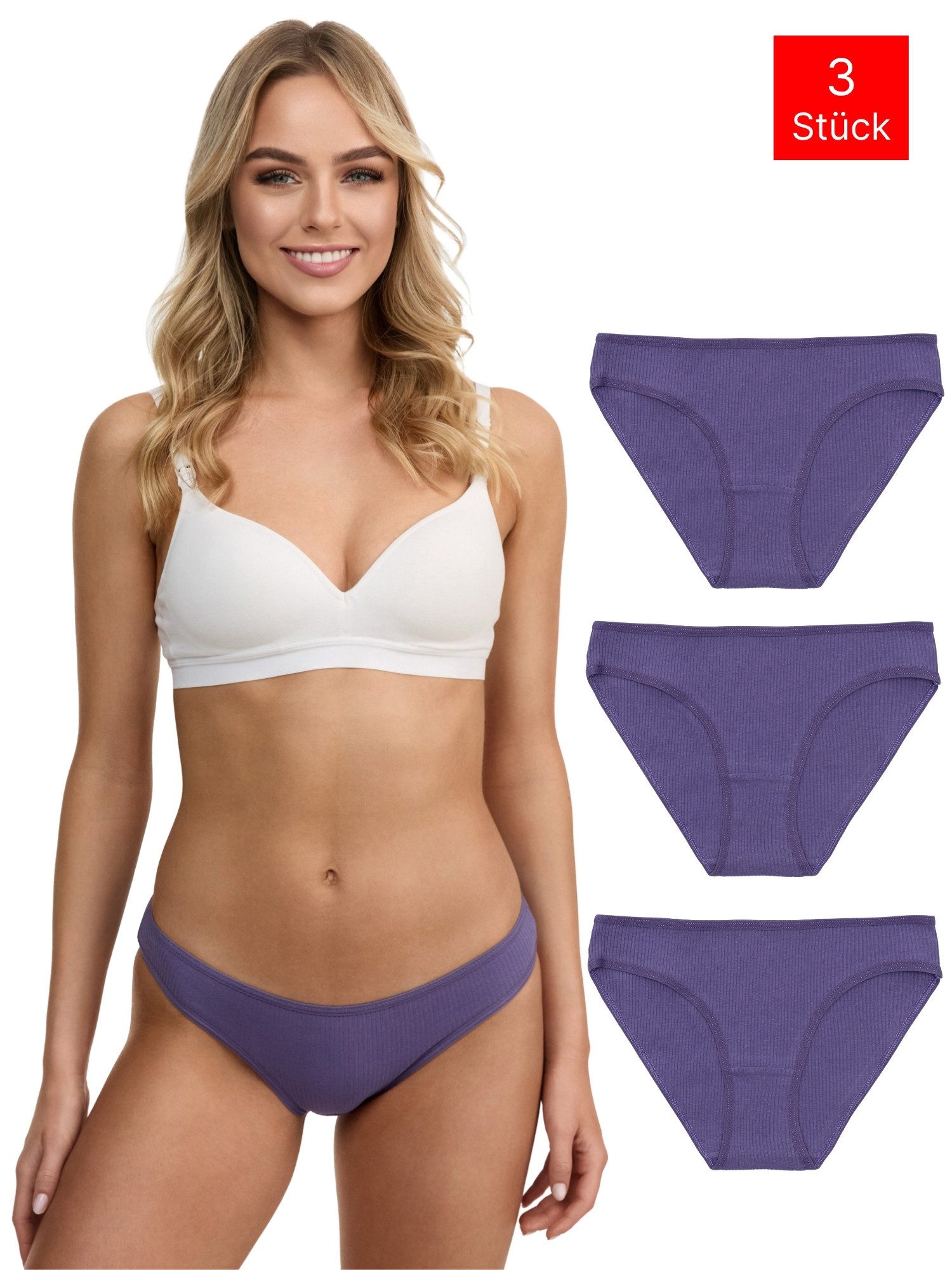 Tazzio Slip 3er-Pack Damen Slip F941 (Packung, 3-St., 3er-Pack) Nahtlose Verarbeitung - keine sichtbaren Linien unterm Outfit