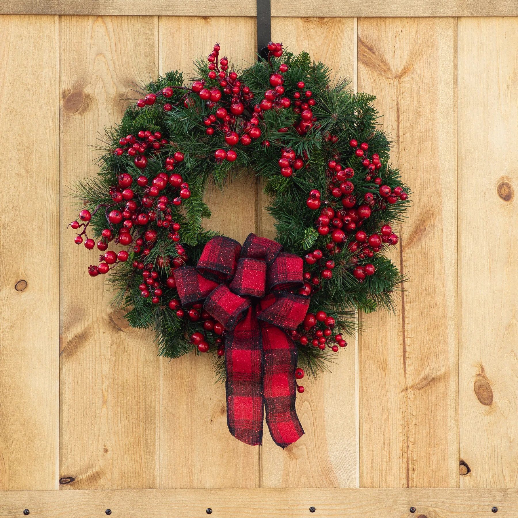 Kunstkranz Weihnachtskranz Haustür,Weihnachtskranz mit Beeren & Schleifen, Coonoor, Weihnachtstürkranz, Weihnachten Dekor – Bild 5 von 5