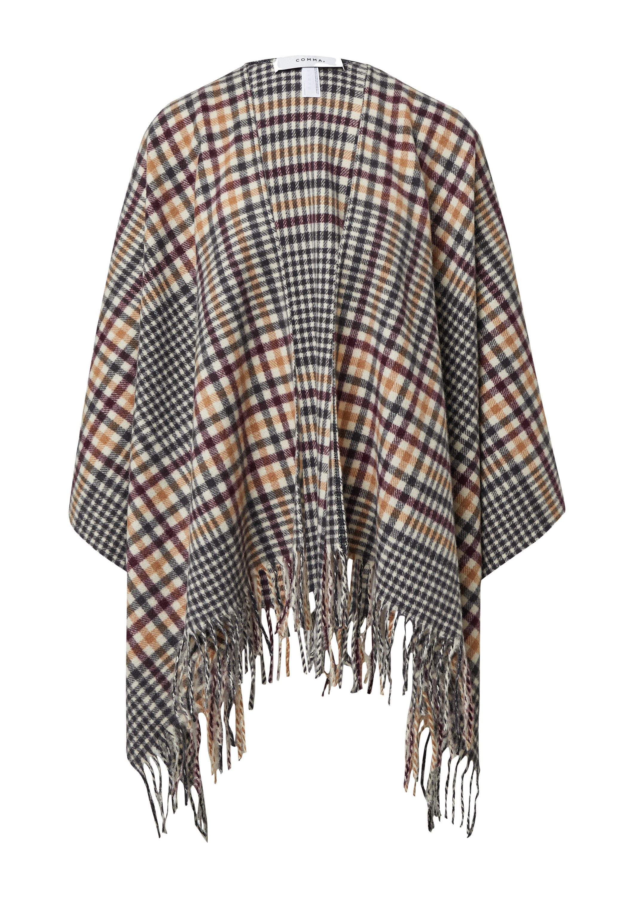 comma Poncho Indoor-Poncho Softer Poncho mit Fransen