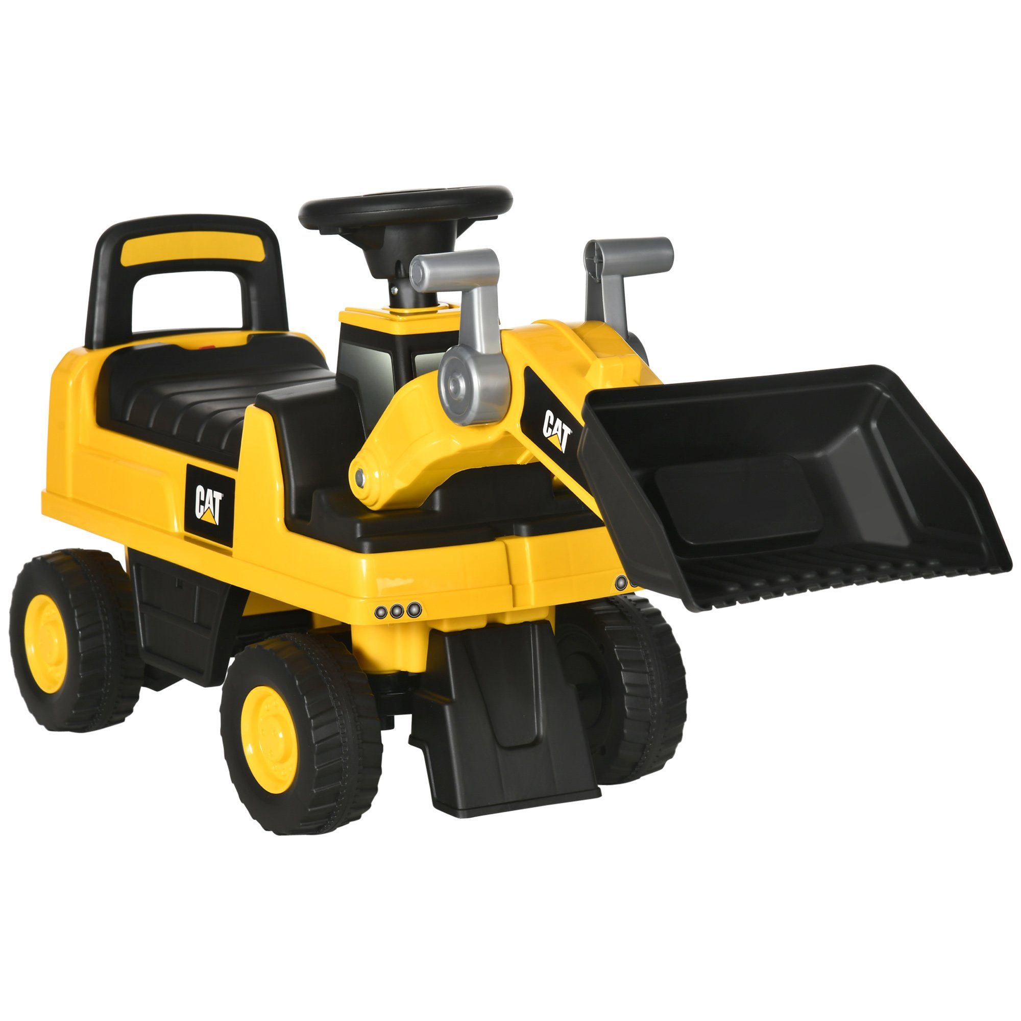 HOMCOM Rutscher Kinderbagger mit beweglicher Schaufel, (Rutscherfahrzeug, 1-tlg., Rutschauto für Kinder), Gelb+Schwarz 78 x 29,5 x 54 cm – Bild 2 von 5