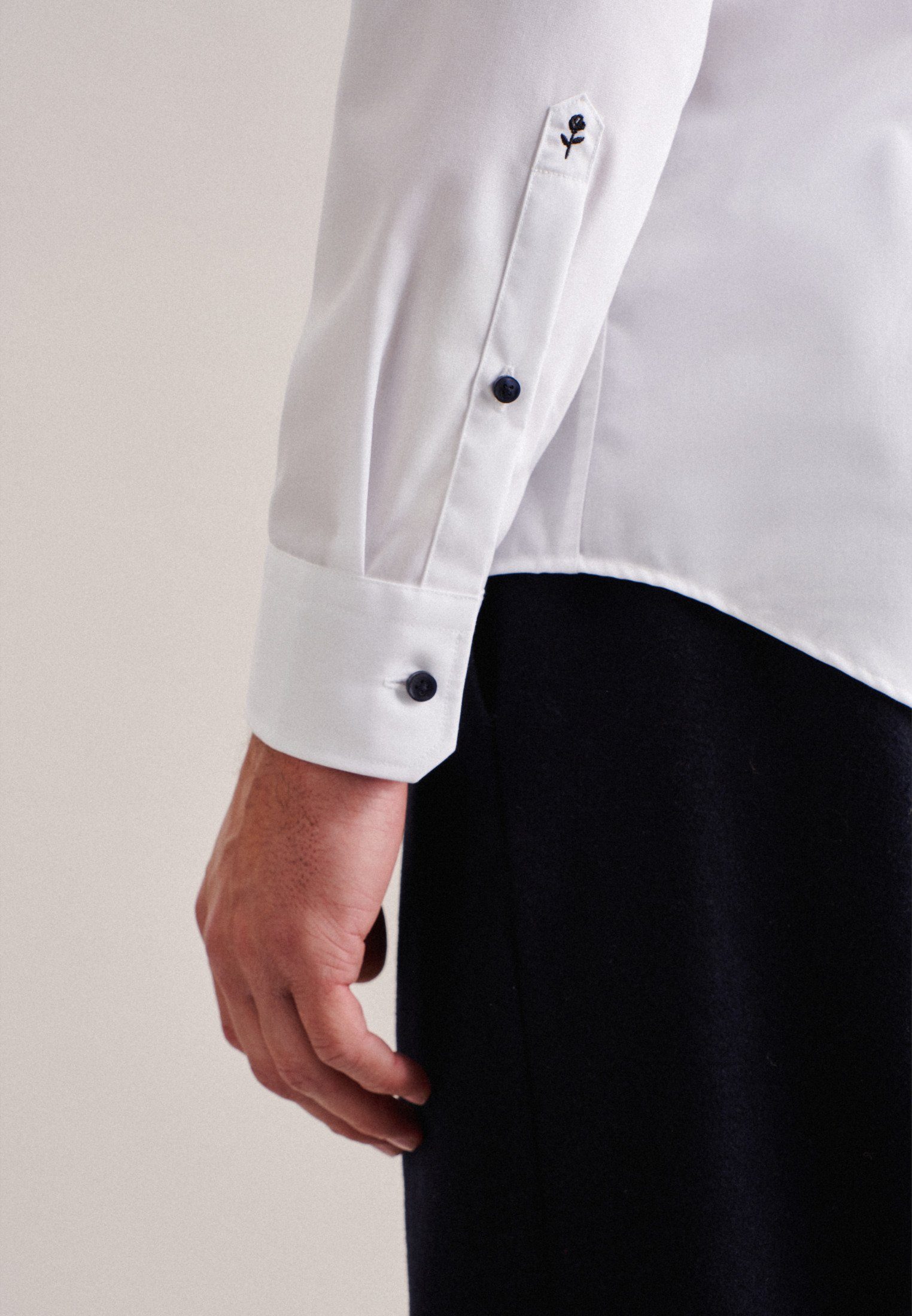 Shaped Kentkragen Uni Langarm Businesshemd Shaped seidensticker Weiß