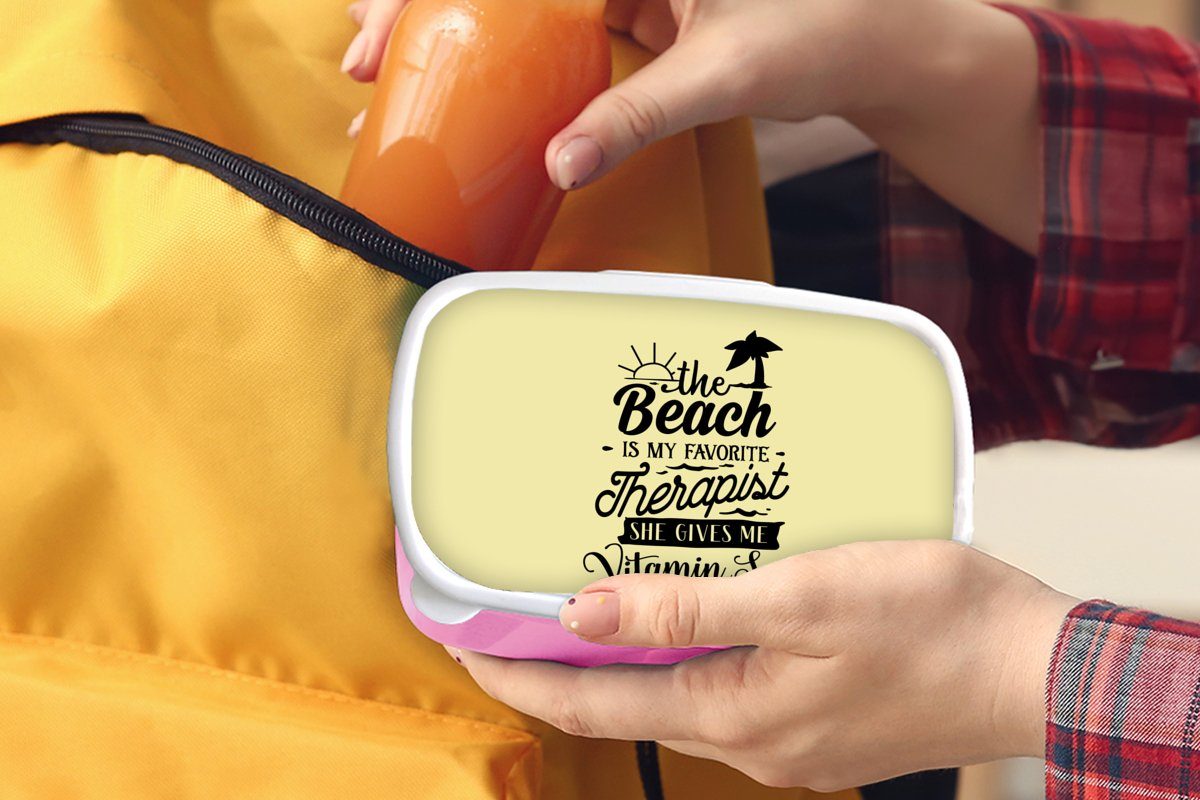 Snackbox, MuchoWow für Brotdose Lunchbox (2-tlg), Sprichwörter Kinder, Kunststoff, Mädchen, Sommer Kunststoff - Brotbox Gelb, Erwachsene, rosa -