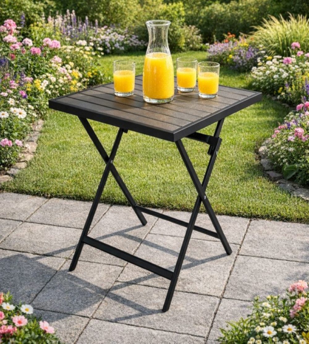 DEGAMO Gartentisch ASCIANO, 60x60cm, Metall anthrazit, Tischplatte Kunstholz grau