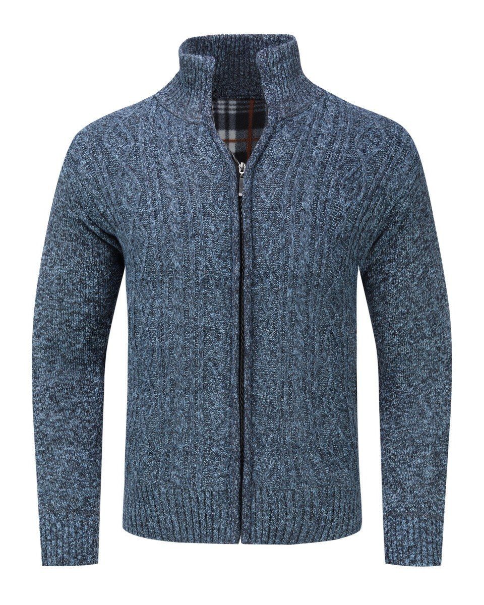 Allthemen Cardigan mit Stehkragen Herren warme Strickjacke