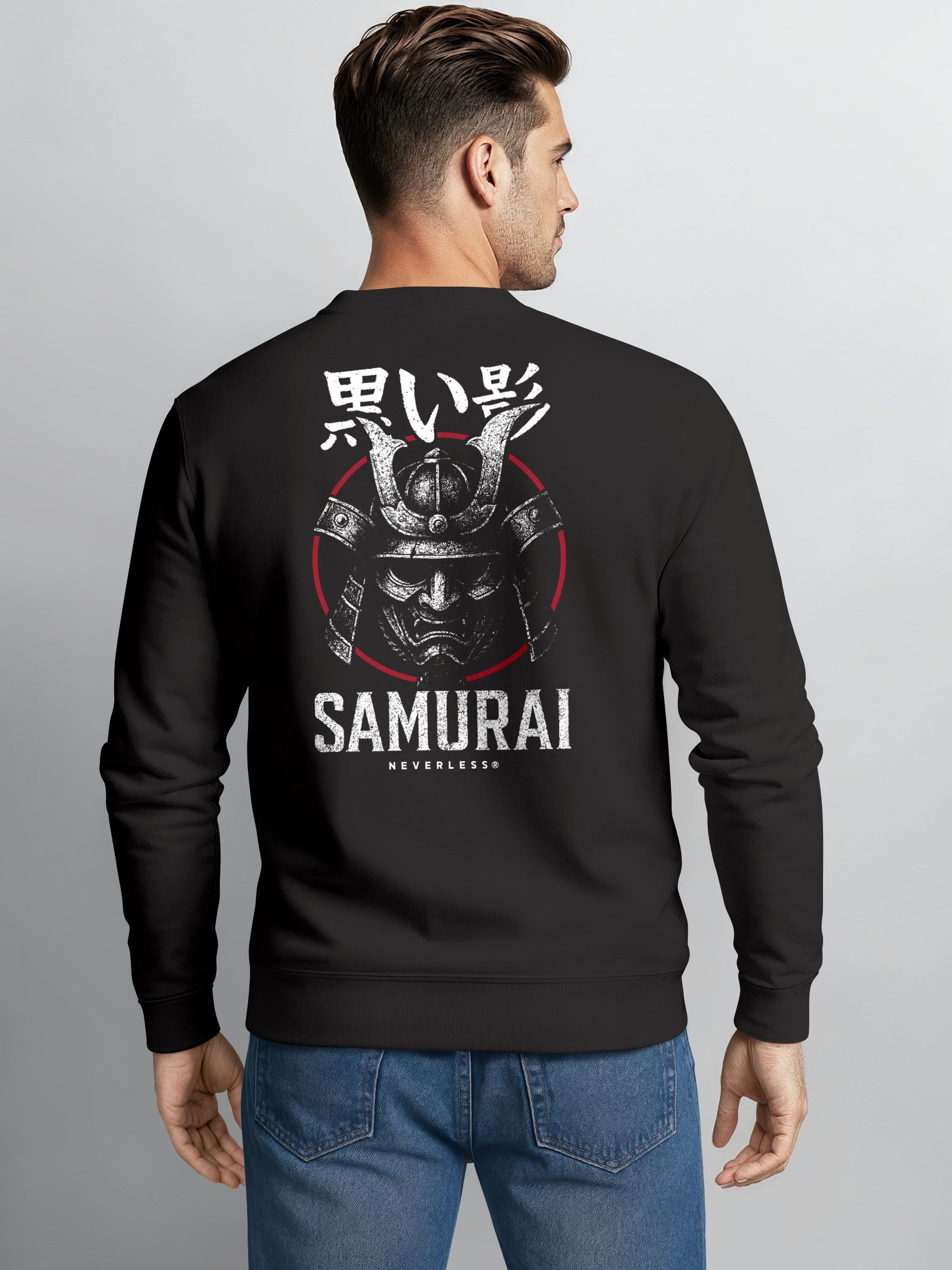 Neverless Sweatshirt Sweatshirt Herren Japan Design mit Samurai Helm Warrio günstig online kaufen