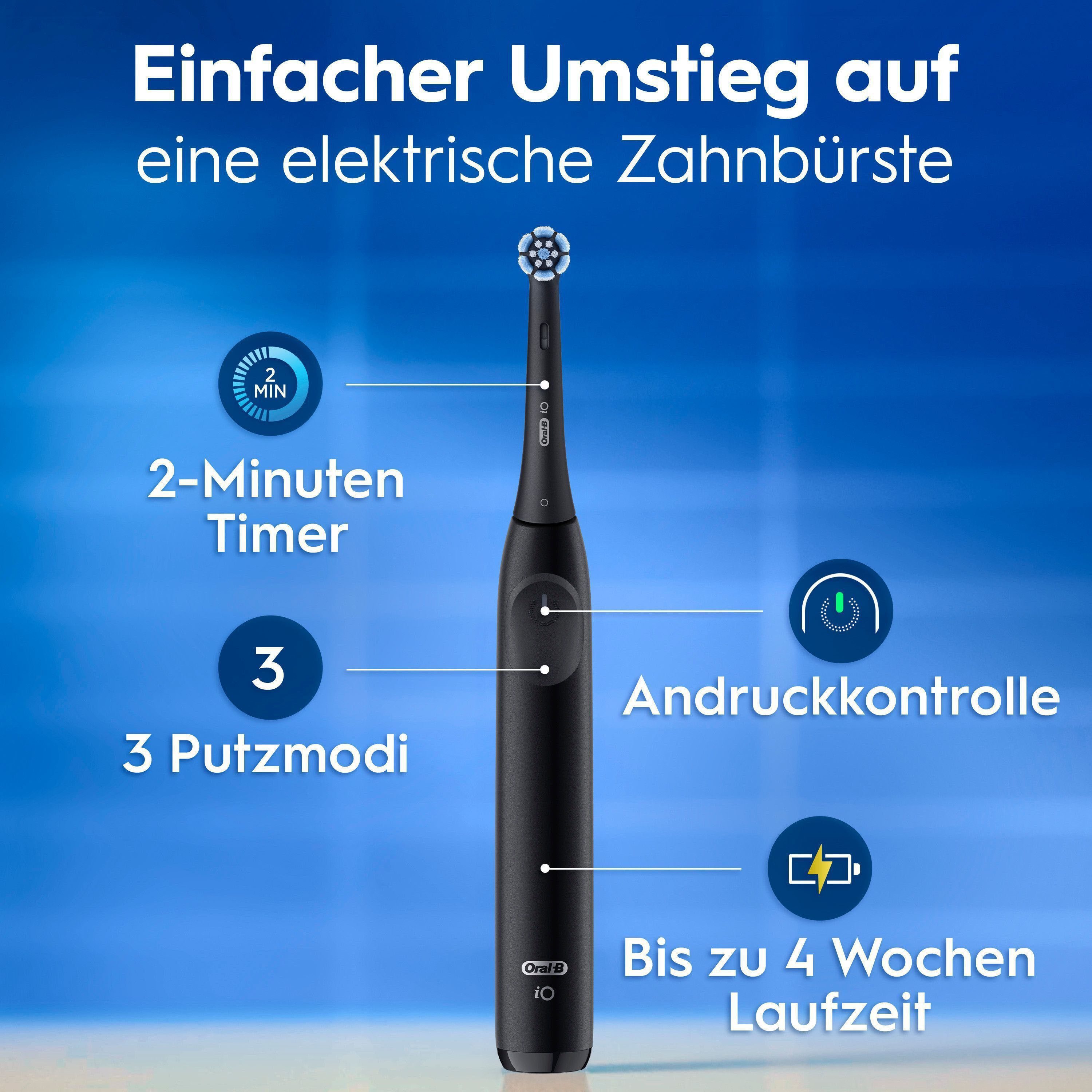 Oral-B Elektrische Zahnbürste iO Series 2, Aufsteckbürsten: 1 St., für die ultimative Reinigung, Reise-Etui