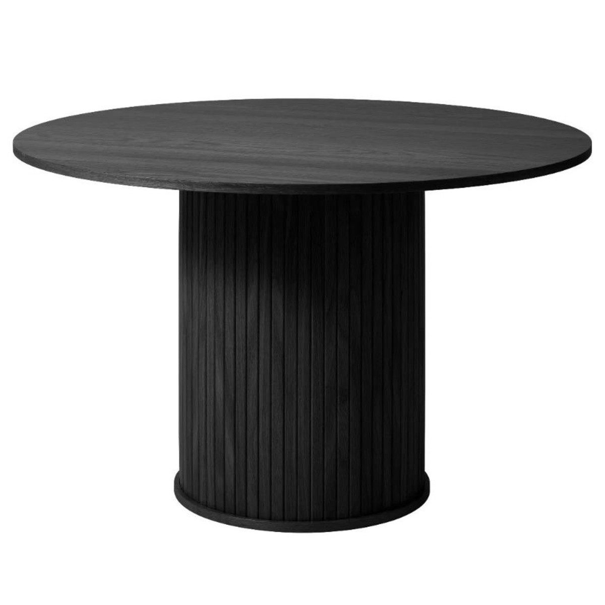 Liadomo Esstisch Uriel, Esszimmertisch, Holztisch, rund, runde Tischplatte, Eiche Furnier, Säulenfuß Lamellenoptik, drei Farben