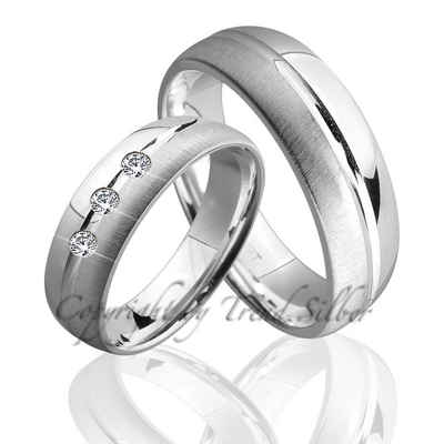 Trauringe123 Trauring Hochzeitsringe Verlobungsringe Trauringe Eheringe Partnerringe aus 925er Silber mit Stein, J84