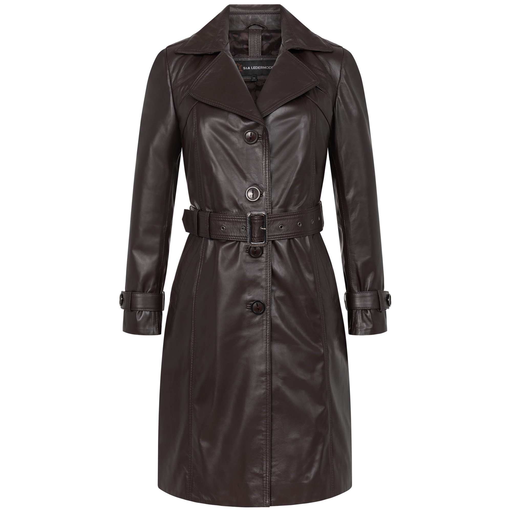 Mouflon Lederjacke Camila Einreihiger Ledertrenchcoat aus echtem, softem Lammnappa-Leder.