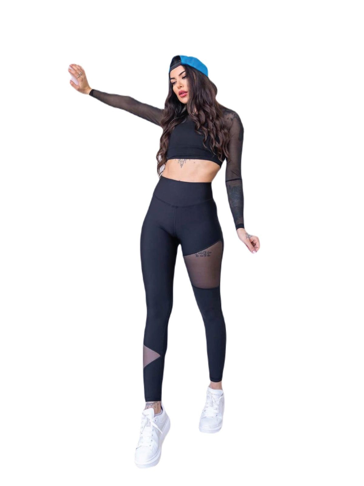Lismina Leggings Tulle Detailed Sport Atmungsaktiv, Elastischer Bund