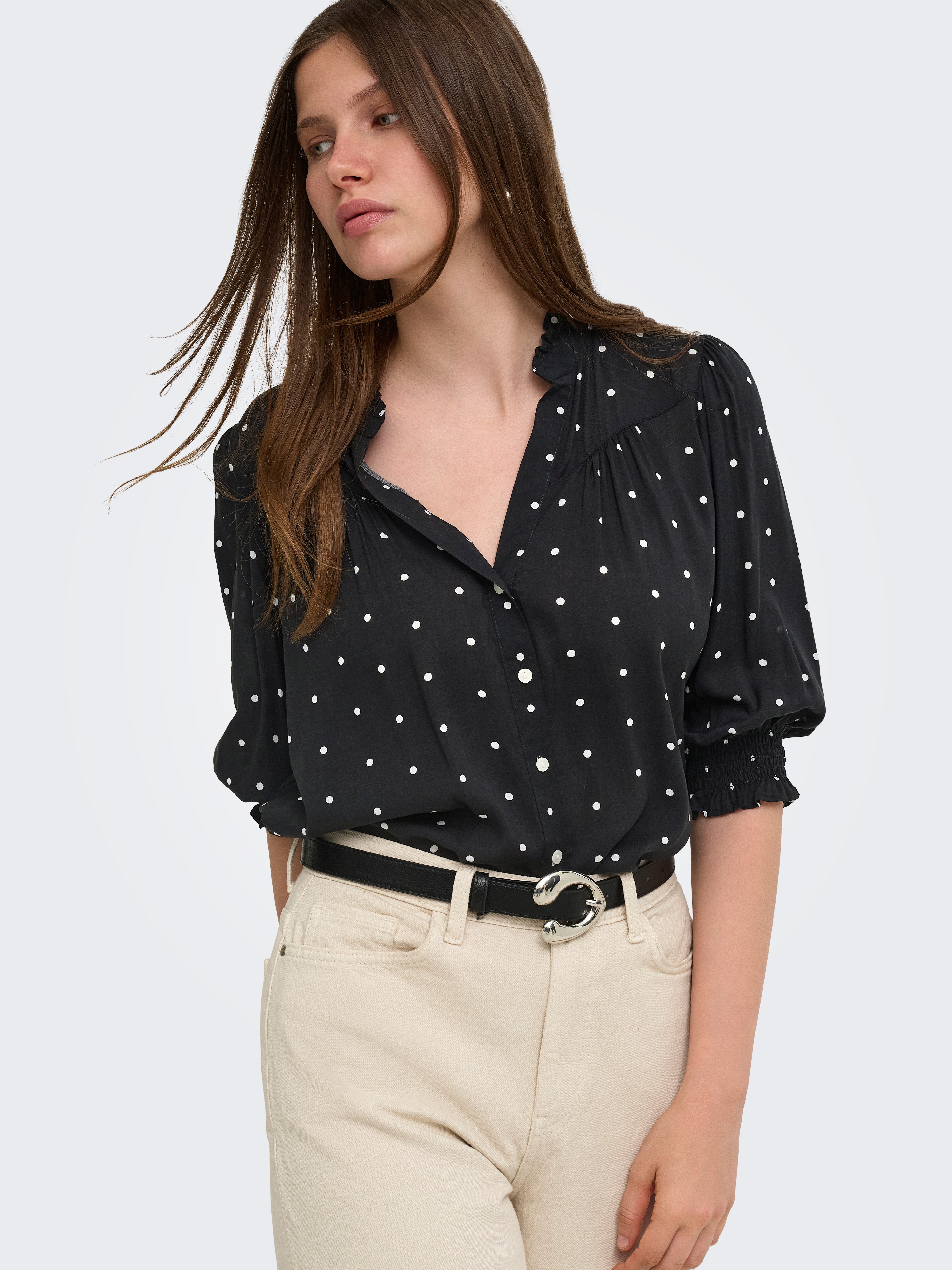 ONLY Kurzarmbluse ONLRAYA 3/4 SHIRT WVN NOOS Viskose, regular fit