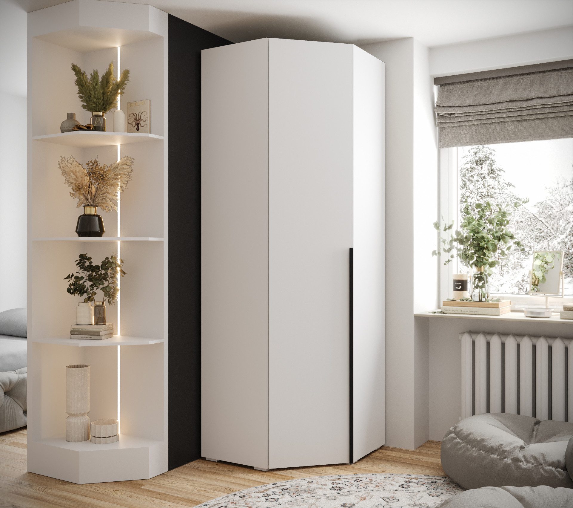 ABIKS MÖBEL Eckschrank Inova 1 Eckkleiderschrank mit Kleiderstange und Rega günstig online kaufen