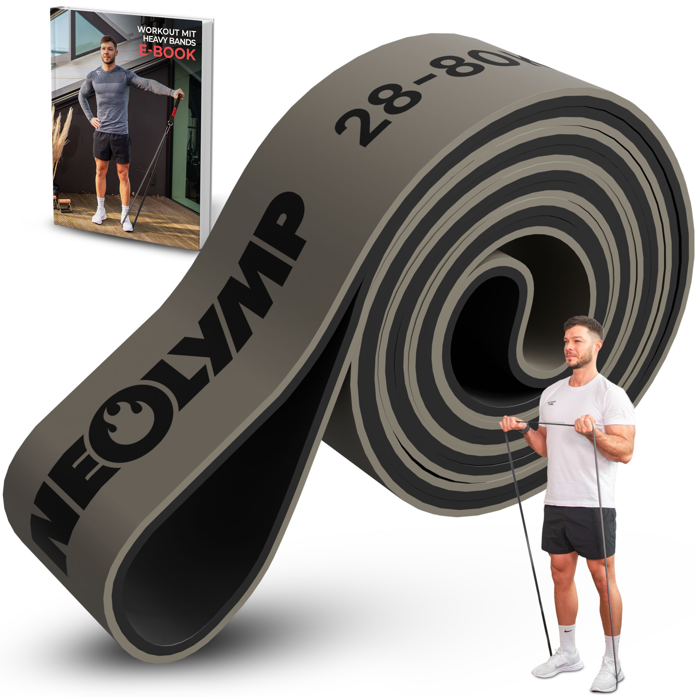 NEOLYMP Trainingsbänder Resistance Bands - Gym Zubehör für Ganzkörpertraining - Klimmzug Band, Kein Spannungsverlust,Hygienisch, Mehrschichtig, Naturlatex, Belastbar