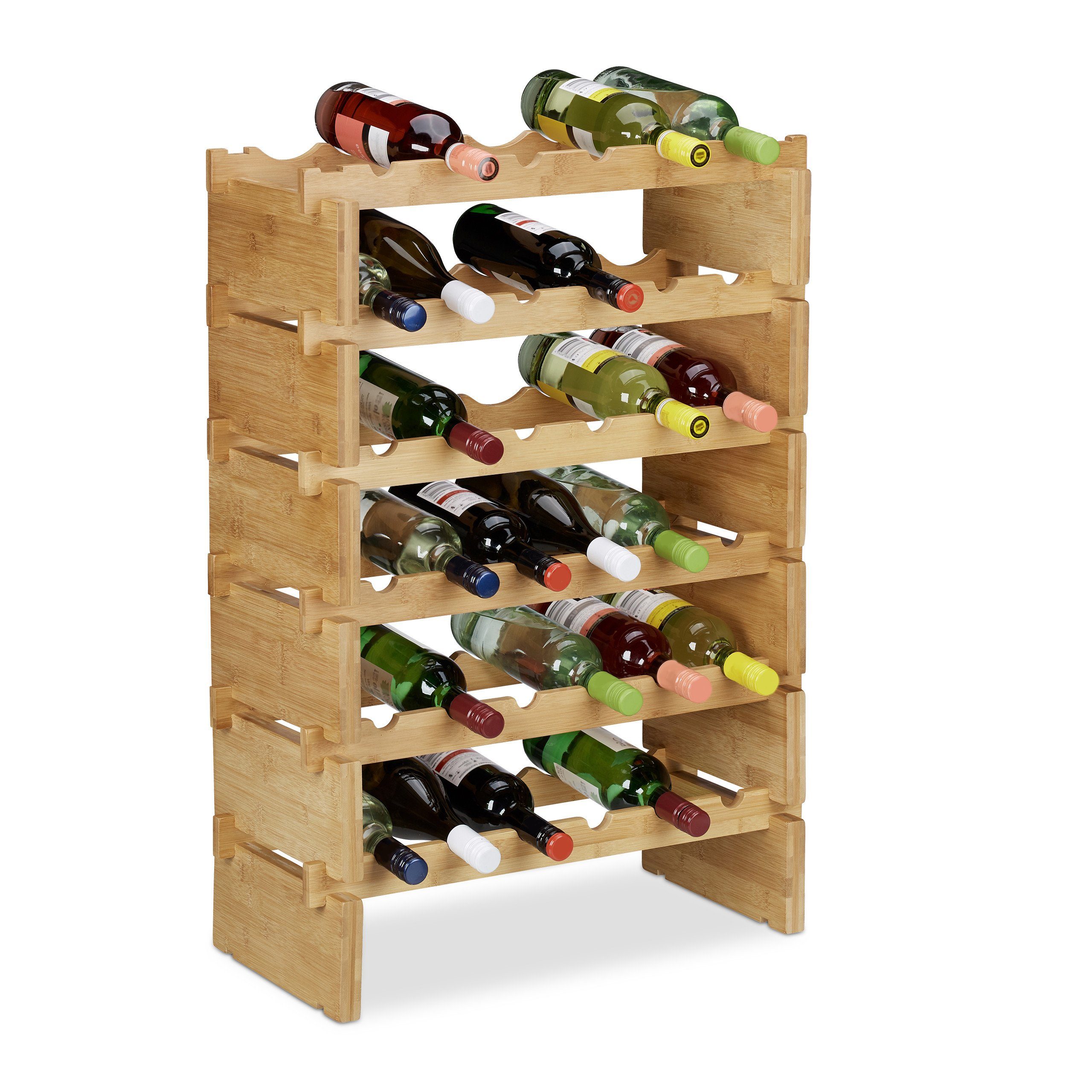 relaxdays Weinregal Stapelbares Weinregal aus Bambus, günstig online kaufen