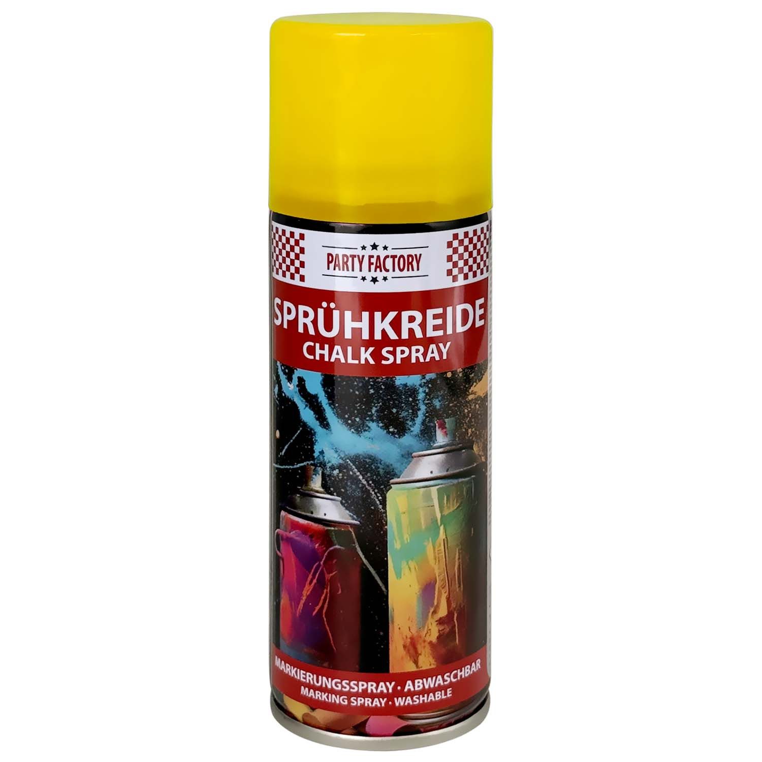 Party Factory Kreidespray Sprühkreide 100 ml – Abwaschbares Kreidespray in 6 Farben Markierungen, für Sport, Events, Spiele und kreative Outdoor-Projekte
