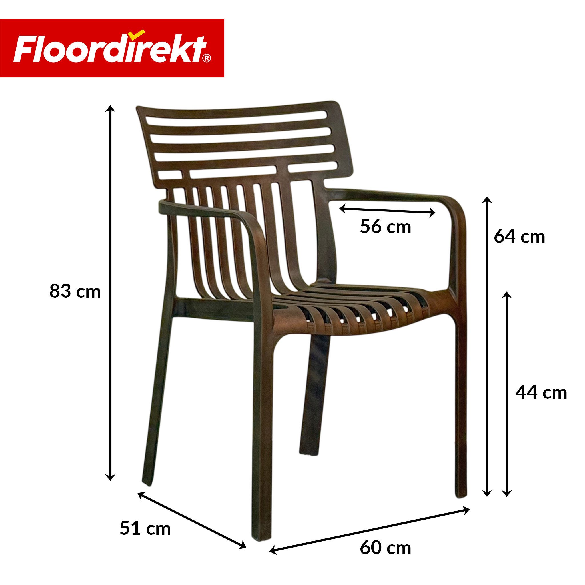 Floordirekt Gartenstuhl Designstuhl Terrano stapelbar aus Kunststoff wetterfest UV-beständig (1 Stuhl oder 6-er Set), verschiedene Farben