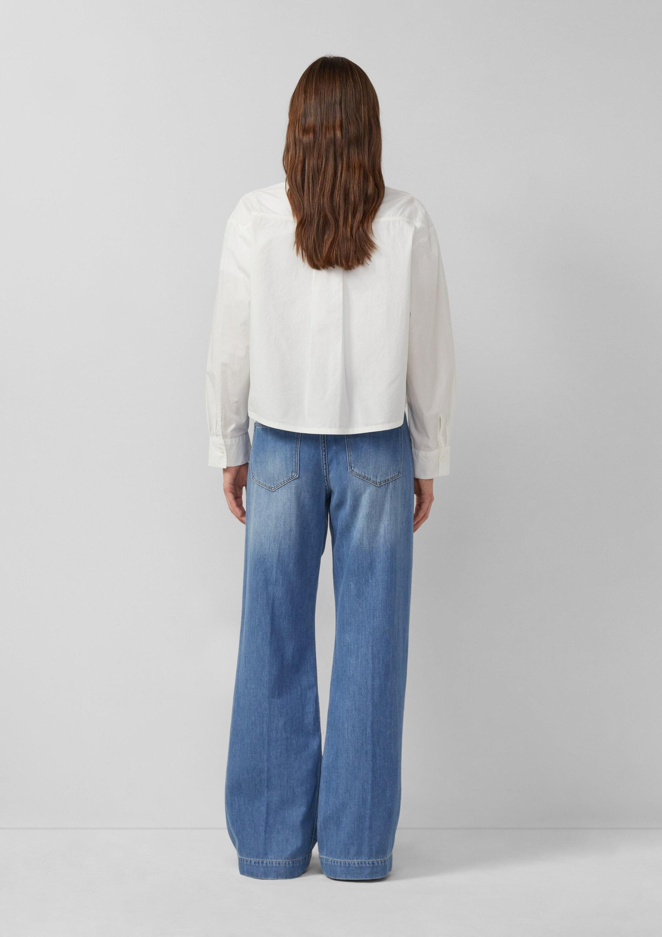 s.Oliver Langarmbluse Bluse Verkürzte Popeline-Bluse im Relaxed Fit