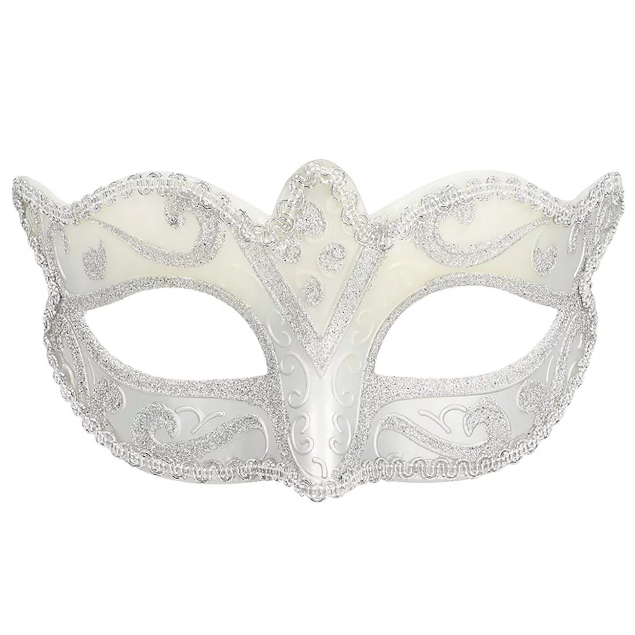 Boland Verkleidungsmaske Venezianische Kunststoffmaske silber, Eine Colombina-Maske für den venezianischen Karneval