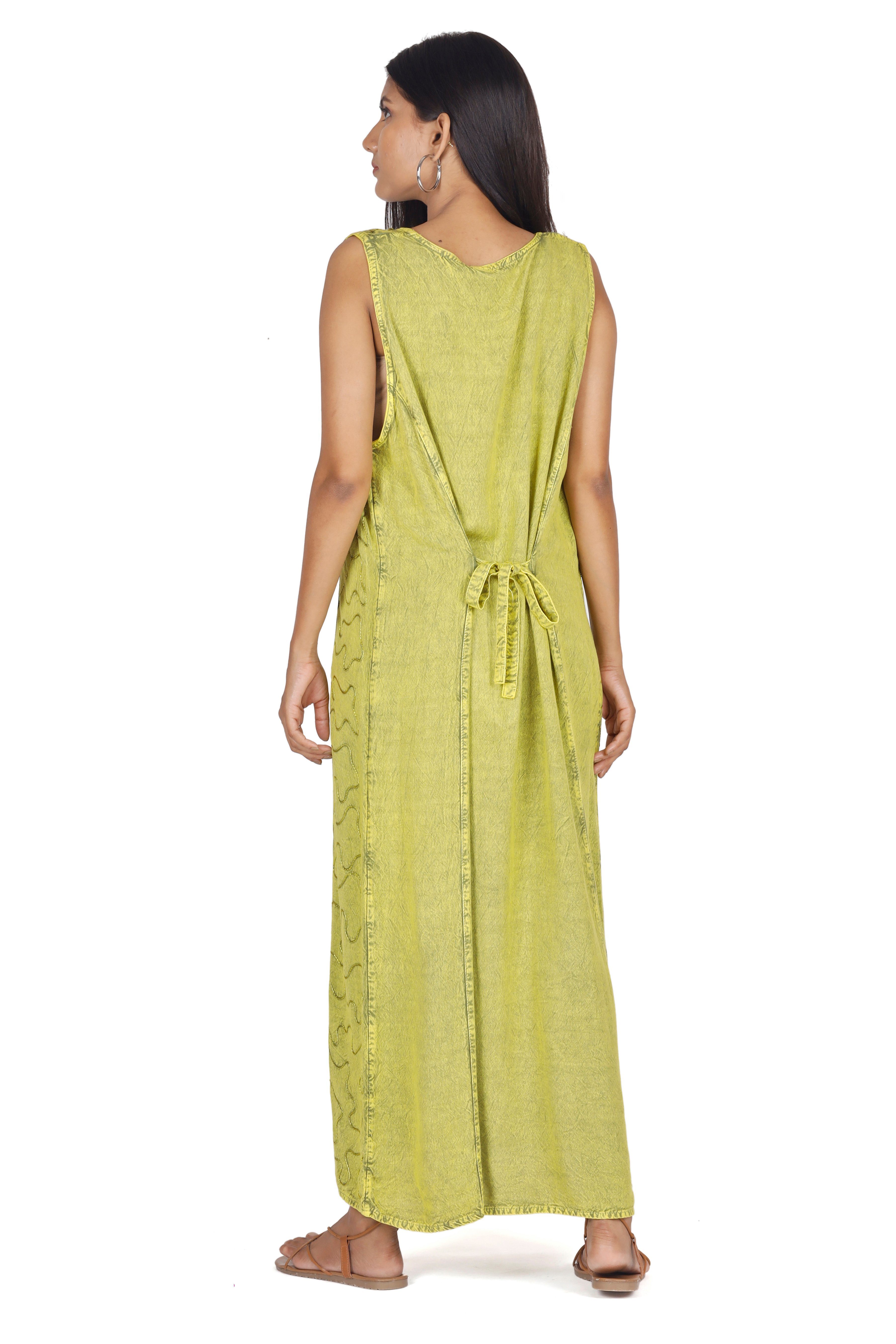 Bekleidung indisches Sommerkleid, Guru-Shop Besticktes Midikleid 4 lemon/Design Hippie.. Boho alternative