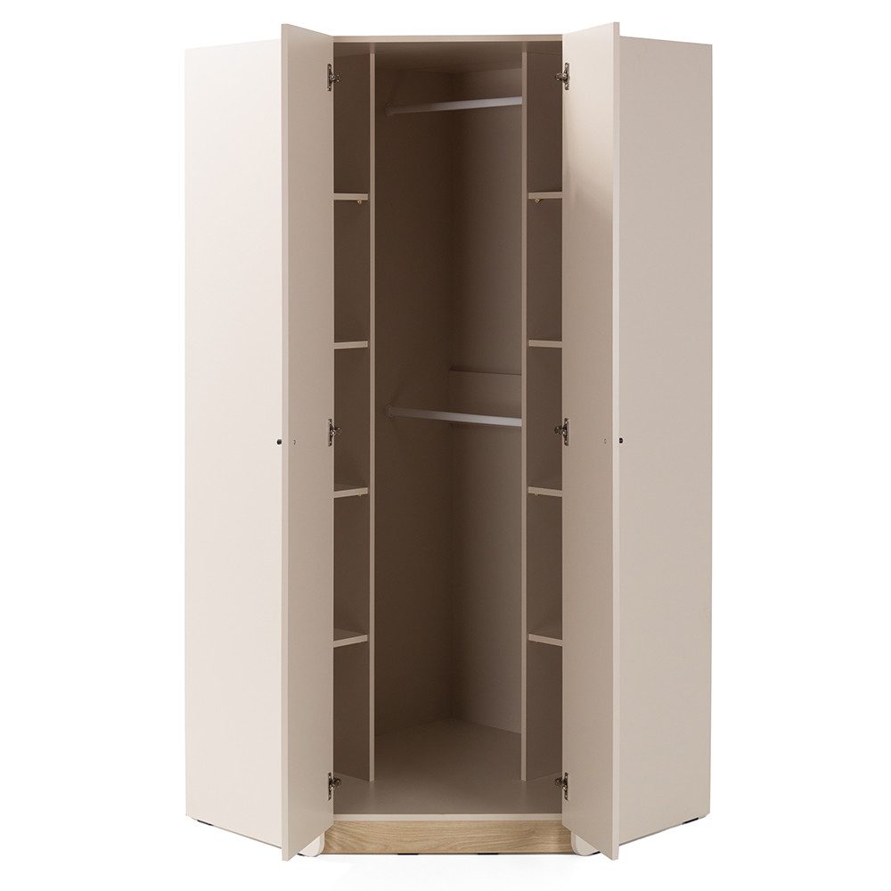 Lomadox Kleiderschrank ALAMO-133 sandbeige mit Eiche Nb., 2-türig, 2 Kleiderstangen