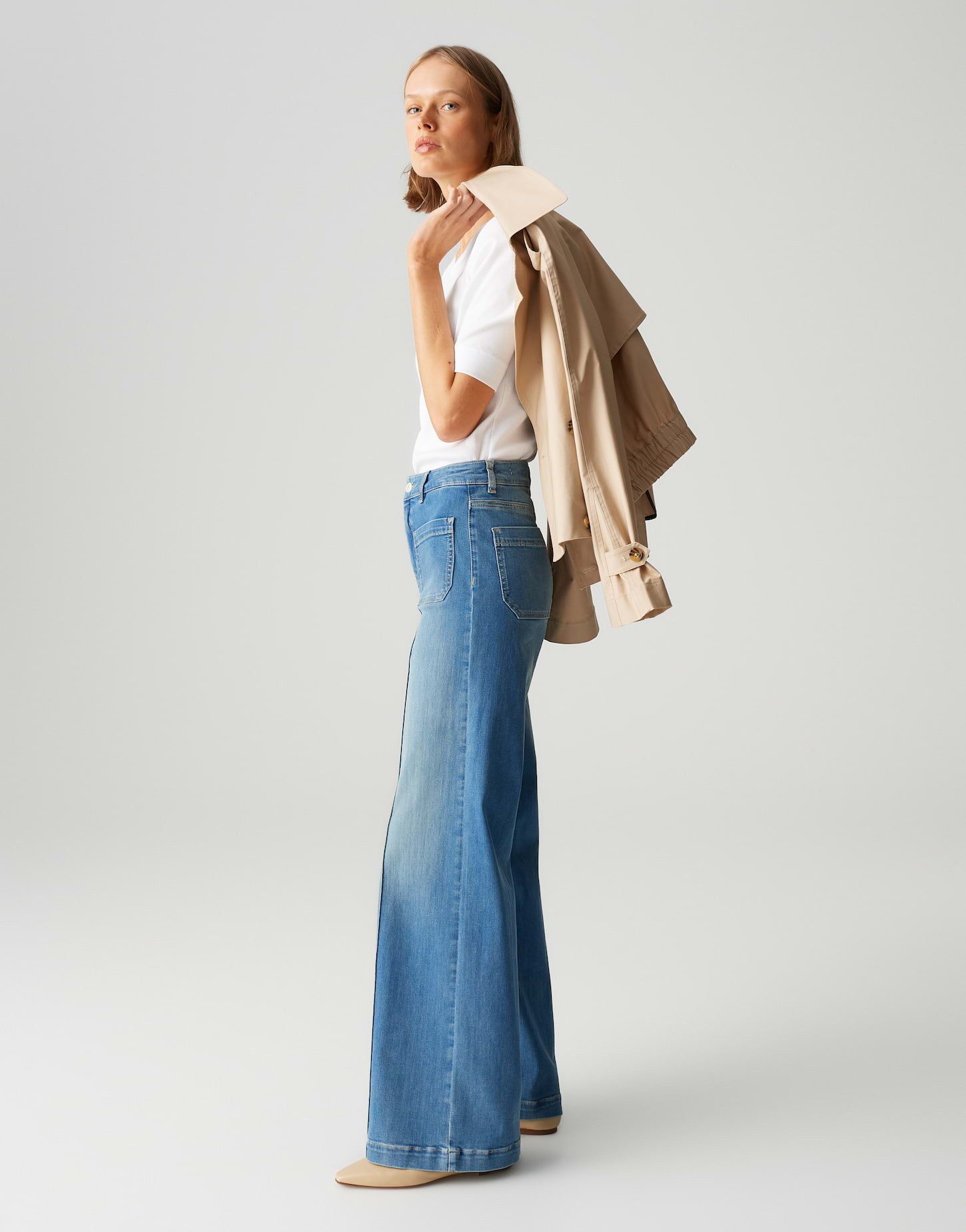 OPUS PANTS Palazzohose MELLY GROOVE Mid Rise aus Spanish Cotton Mix