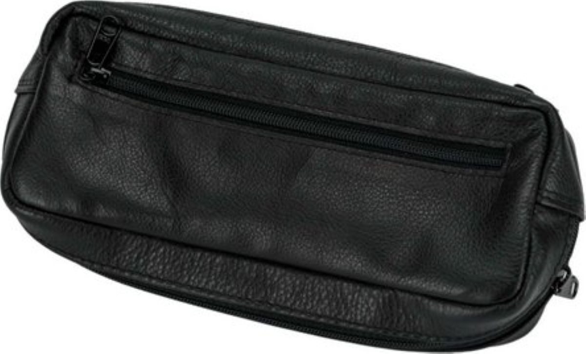 meytrade Tabakbeutel Pfeifentasche aus Leder schwarz 20cm mit vielen Fächern für Zubehör, Pfeifentasche für die Pfeife als Aufbewahrung für unterwegs