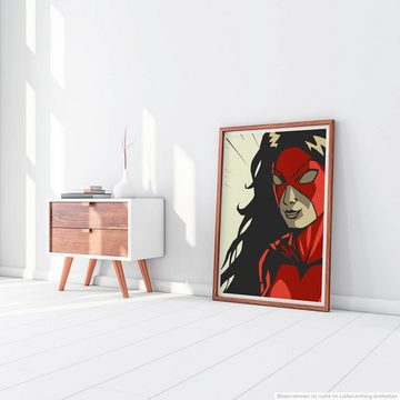 Sinus Art Poster Superheldin mit roter Maske im Comic Stil 60x90cm Poster