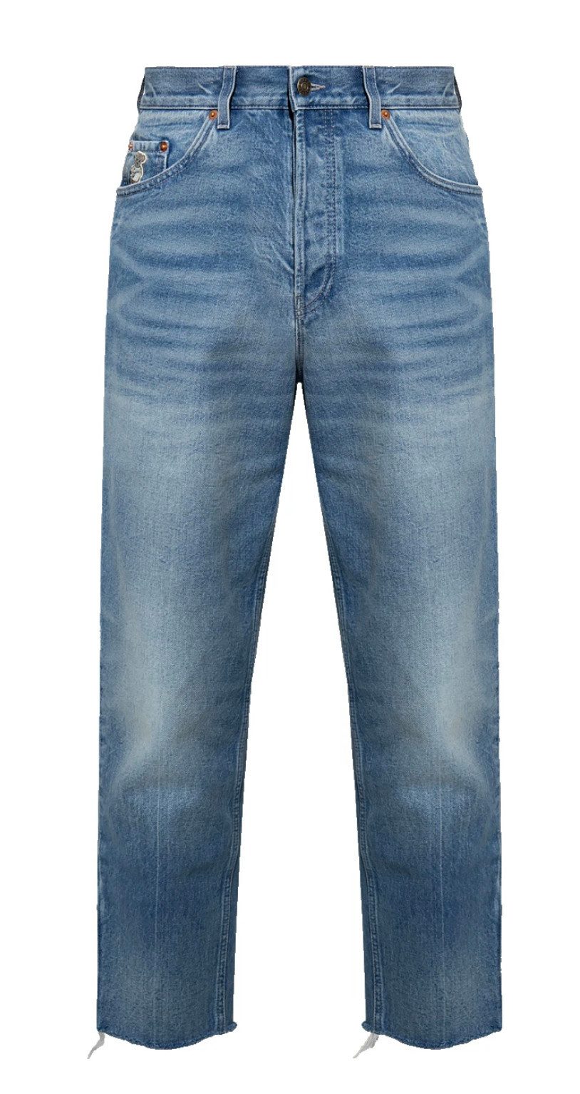 GUCCI 5-Pocket-Jeans Koala Patch Retro Comfort Vintage Hose Statement Piece – luxuriös, verspielt, hochwertig verarbeitet