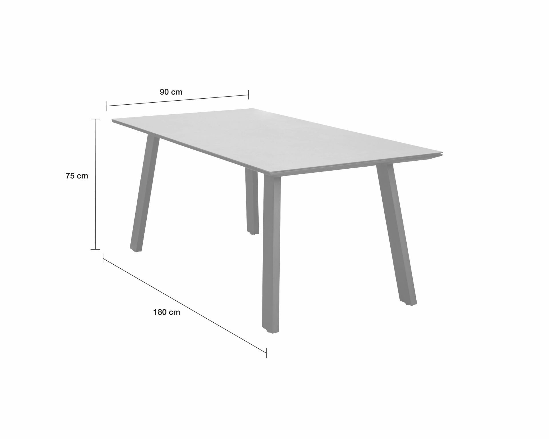 dasmöbelwerk Gartentisch Gartentisch Denver Terrassentisch 180x90x75cm Glaskeramik Beton Optik