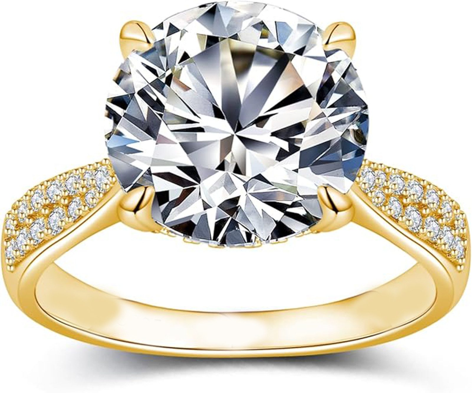 Jumpeak Diamantring 0,5ct~2ct E VS IGI,Labordiamant Ring,14K Gelbgold,Verlobungsring, Brillantschliff, Jubiläumsring, Hochzeitsgeschenk, Geburtstag