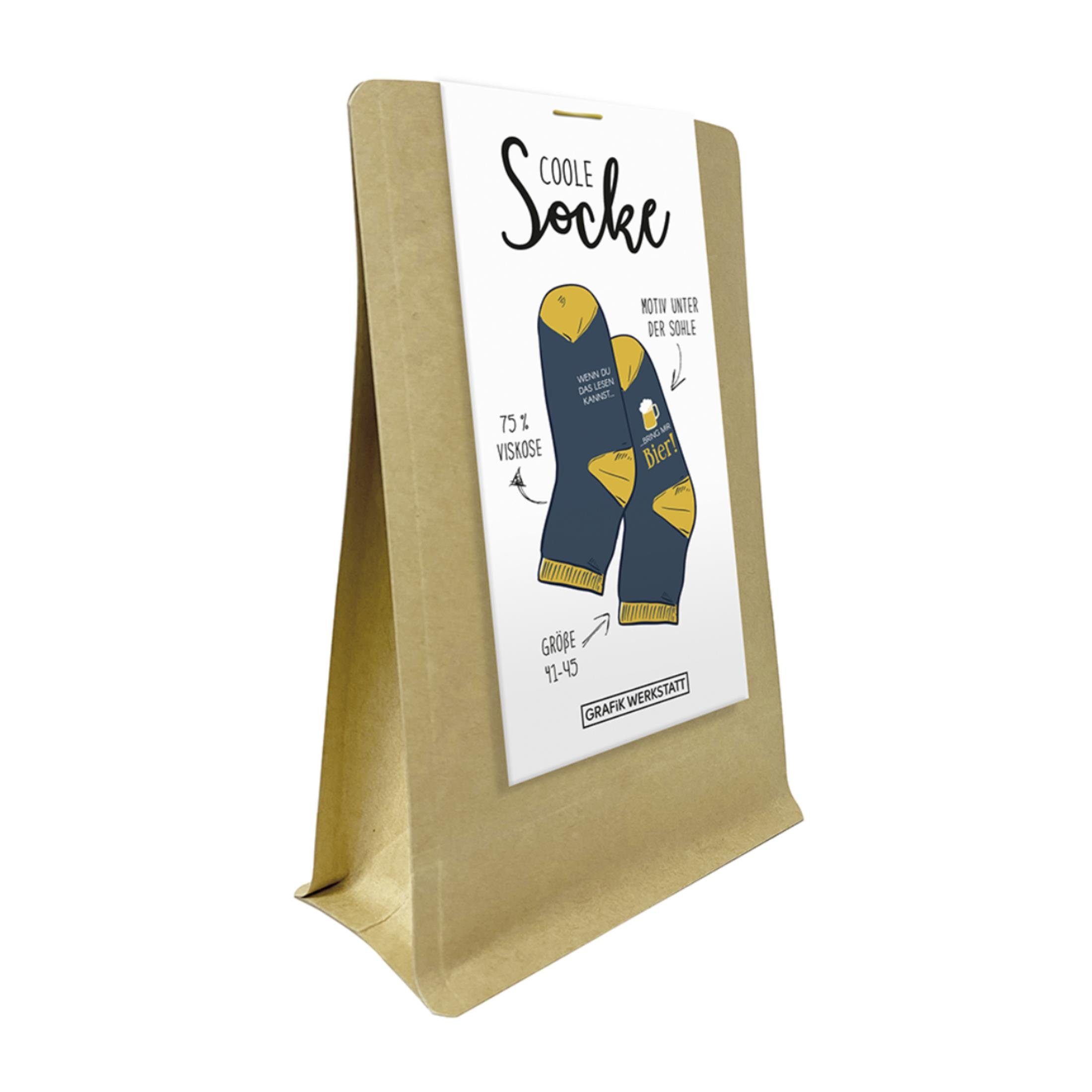 Grafik Werkstatt Socken Coole Socke mit Spruch Bring mir Bier - Grösse 41-4 günstig online kaufen