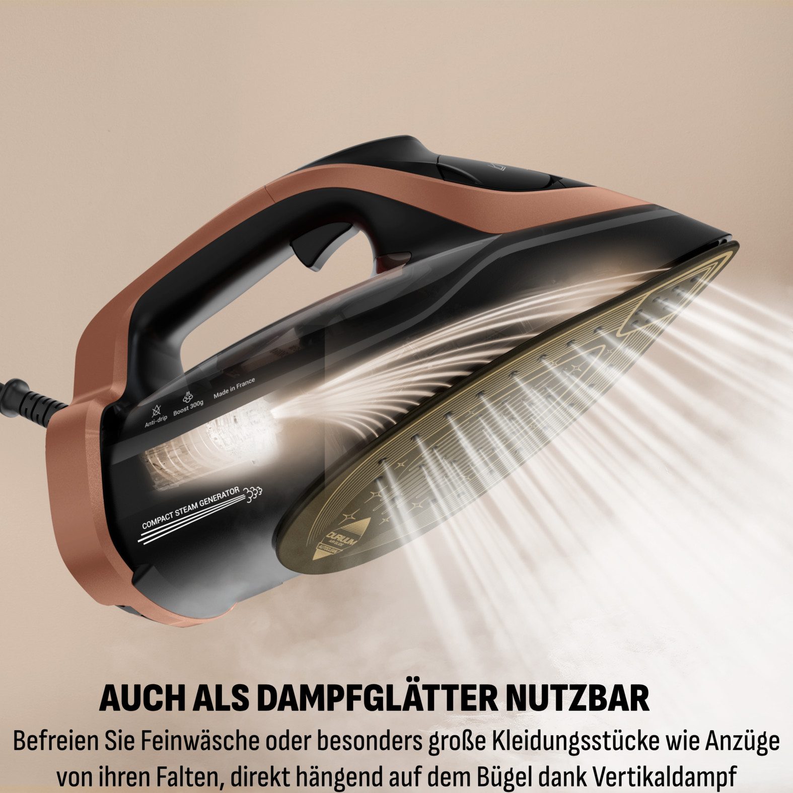 Tefal Dampfbügeleisen FV9E50 Ultimate Power Pro, 3200 W, 85 g/Min. kontin. Dampfabgabe, 300 g/Min. Dampfstoß, selbstreinigend – Bild 5 von 5