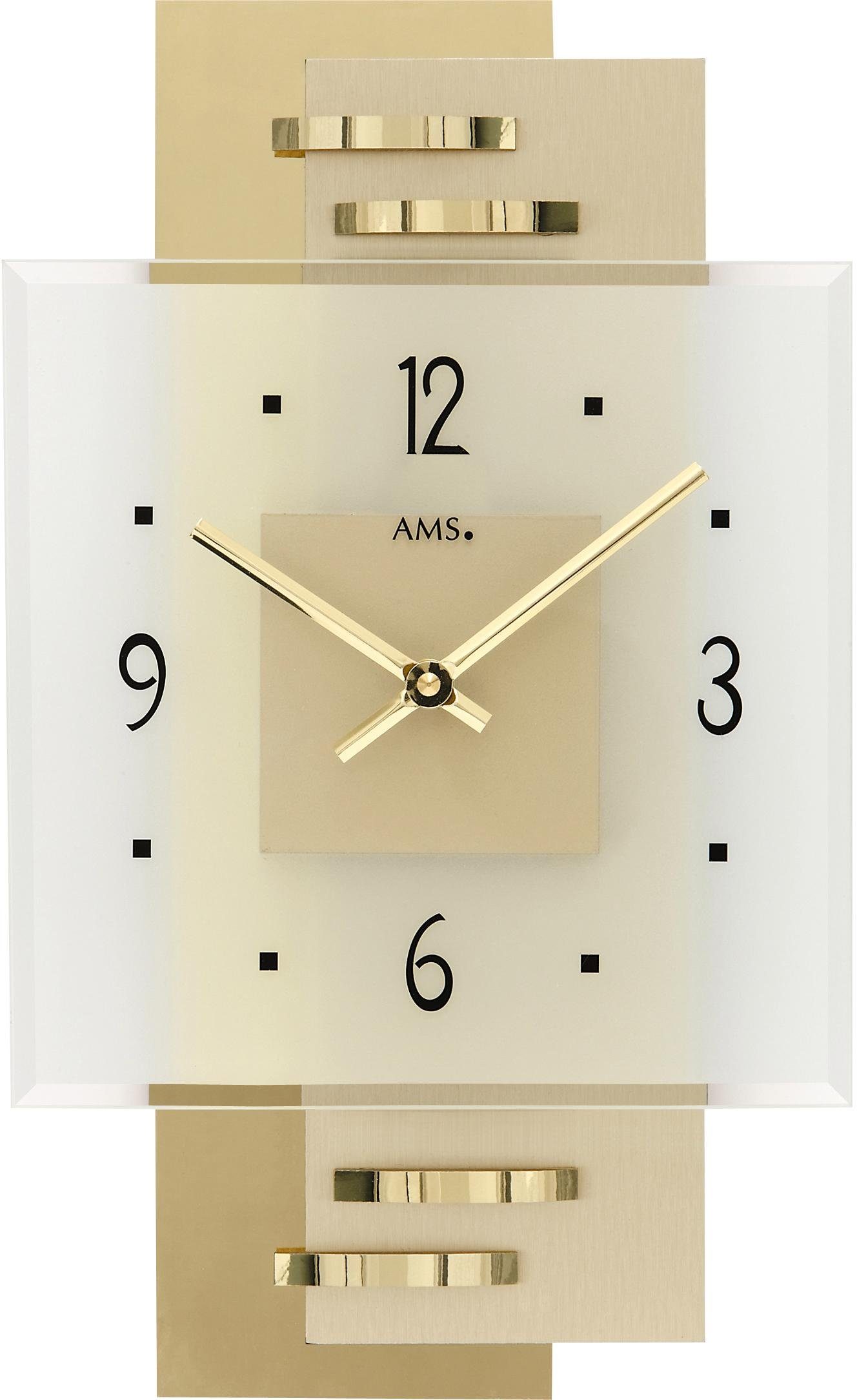 AMS Wanduhr W9241 (Quarzuhr,Holz,Wohnzimmer,Esszimmer,Küche,Made in Germany,Büro,Flur)