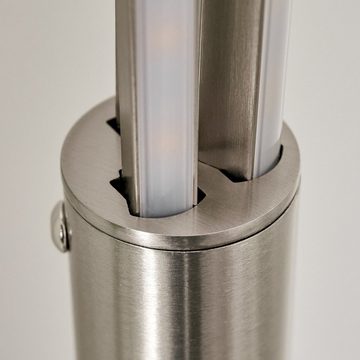 hofstein Stehlampe »Murci« Bodenlampe aus Metall in Nickel/Weiß, 3000 Kelvin, Standlampe dimmbar mit Tastdimmer in 4 Stufen, 20 Watt, 2490 Lumen
