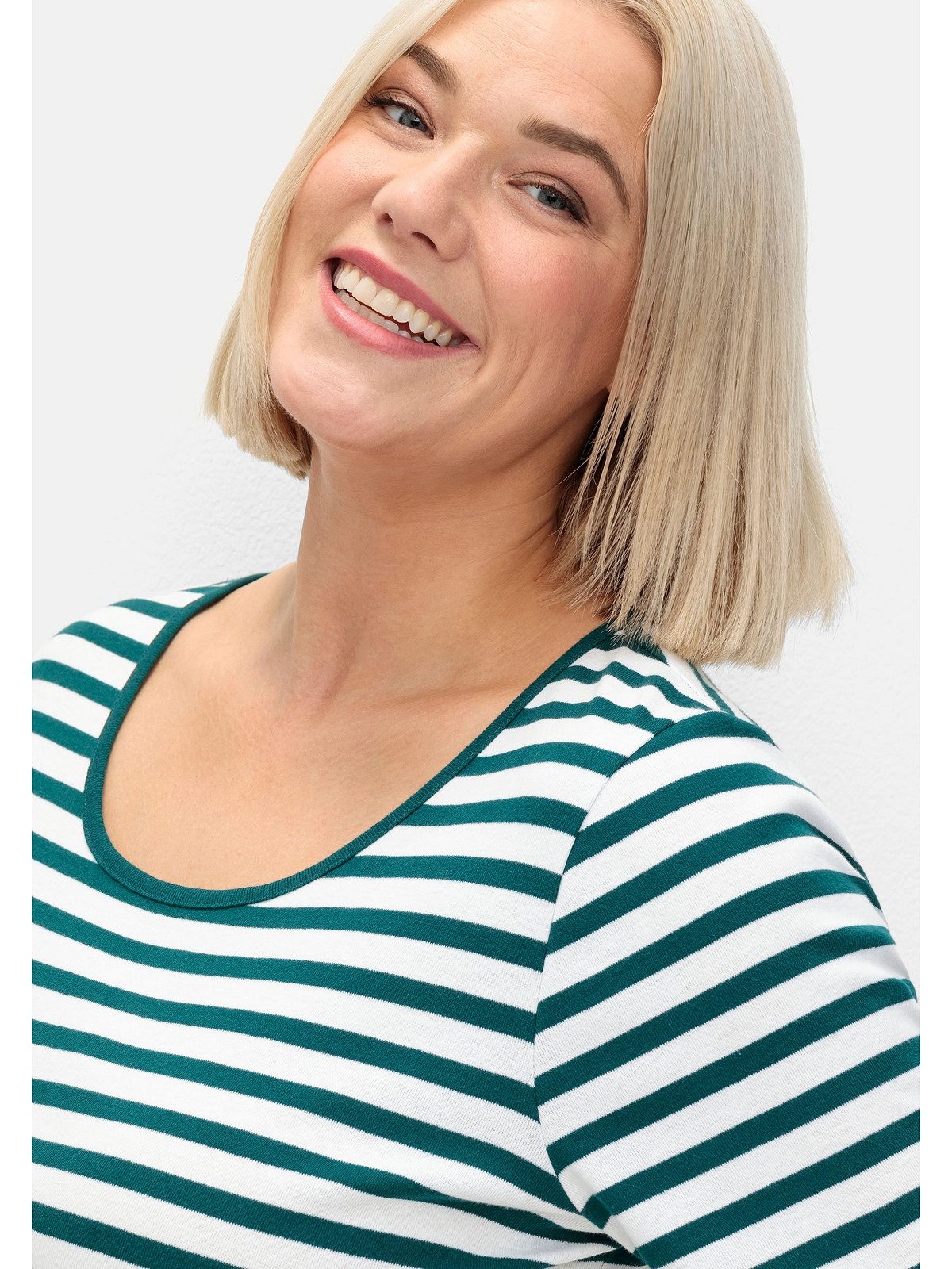 Sheego T-Shirt Große Größen mit garngefärbtem Ringel, aus Rippware