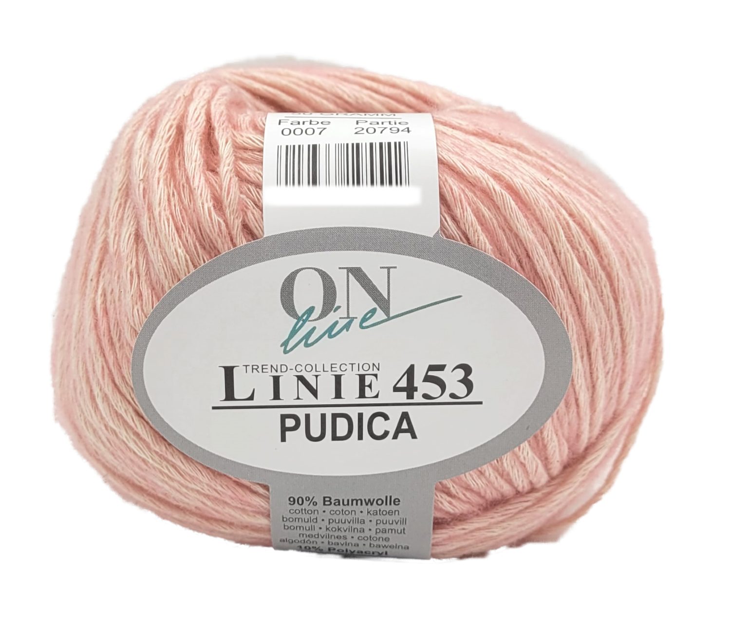 Online Garne Linie 453 Pudica weiches Baumwollgarn Wolle zum stricken und häkeln Häkelwolle, 95 m (50g, Handstrickgarn, Strickgarn, Wolle zum stricken und häkeln), 90% Baumwolle, 10% Polyacryl