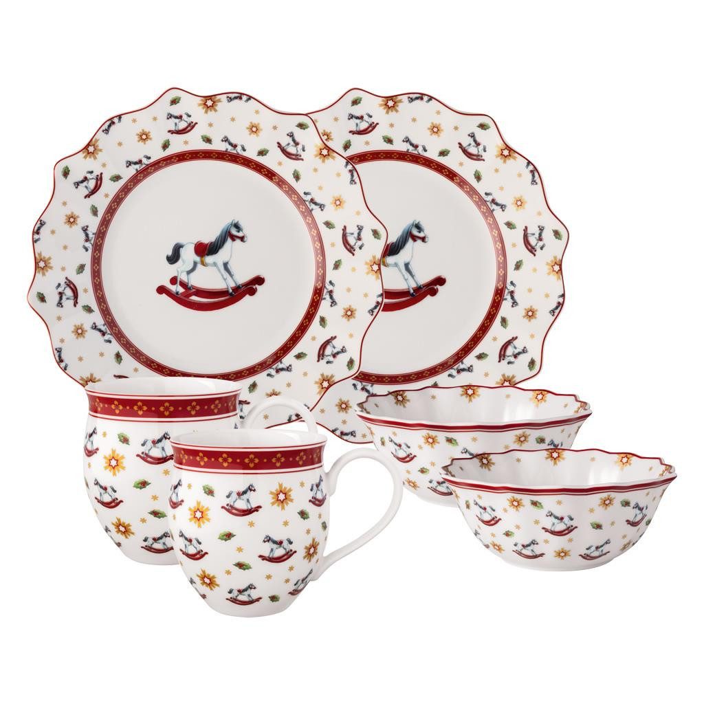 Villeroy & Boch Frühstücks-Geschirrset Toy's Delight Frühstücks-Set Schaukelpferd 6-tlg. (6-tlg), 2 Personen, Porzellan