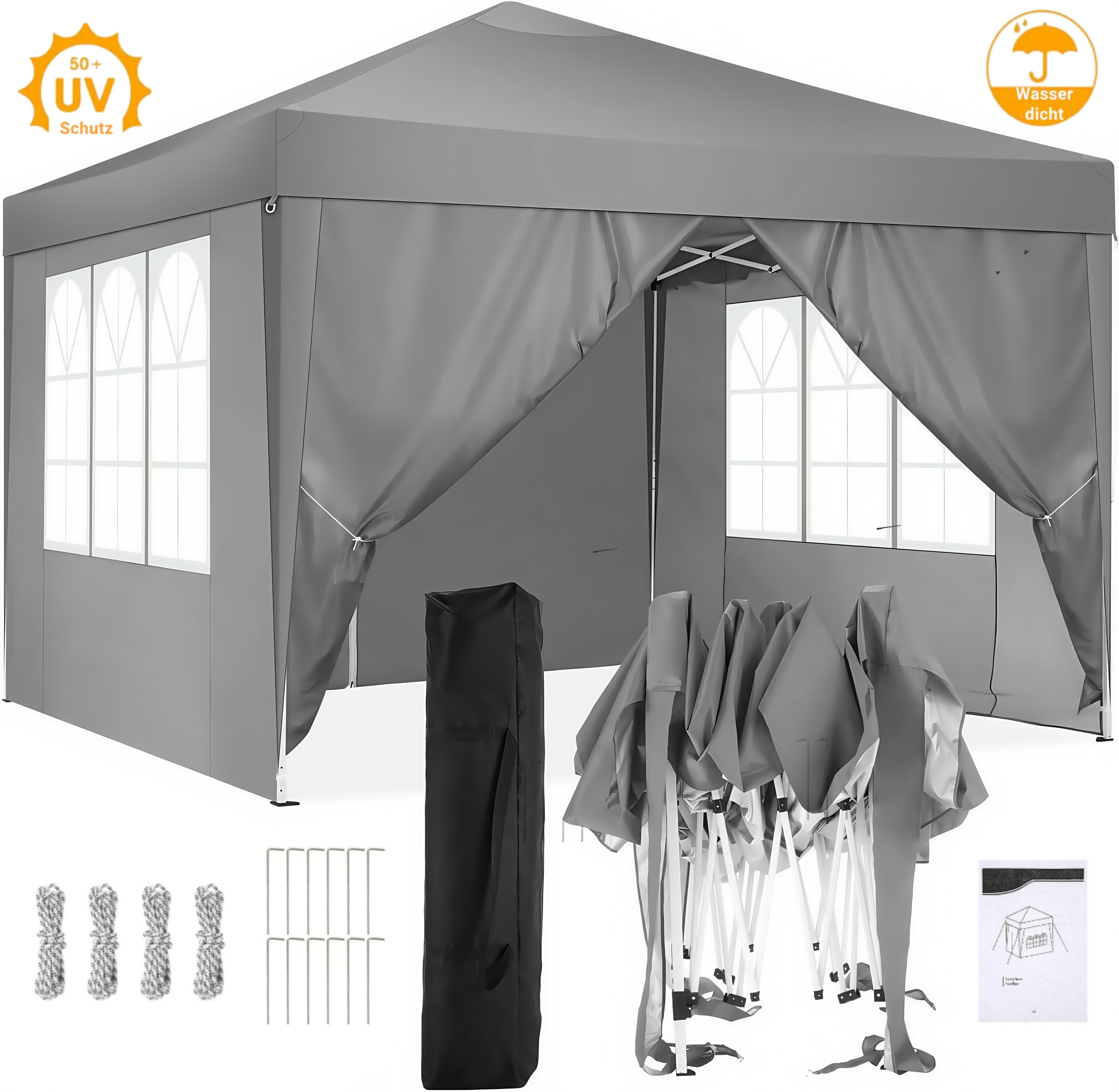 Tooluck Faltpavillon 3x3m UV-Schutz 50+ 3x3 günstig online kaufen