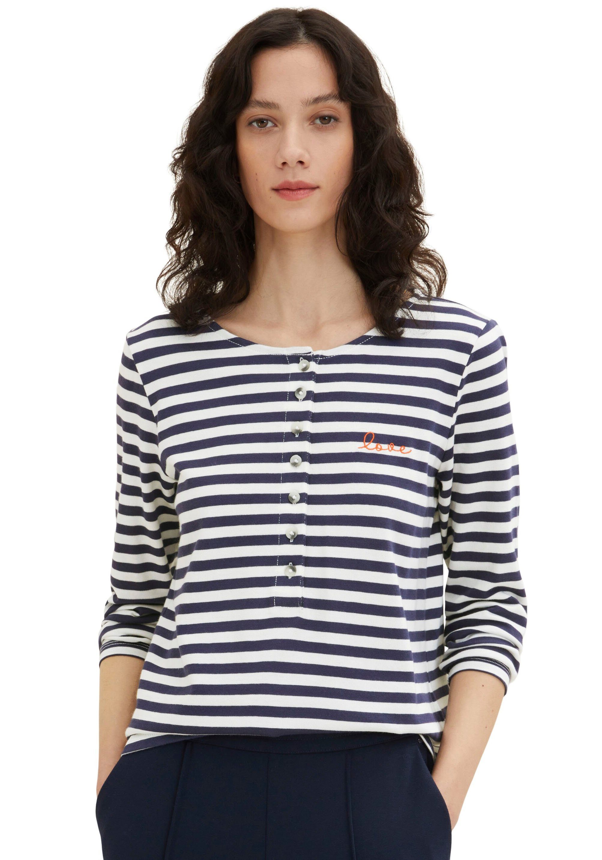 T-Shirt navy TOM stripe TAILOR offwhite