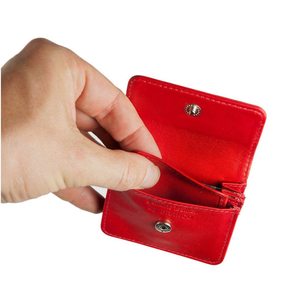 BRANCO Mini Geldbörse Sehr Kleine Geldbörse / Mini Münzbörse, Leder, Rot, Branco 108